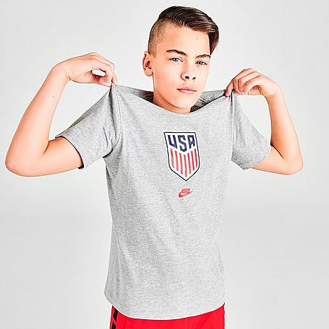 UPC 193657442122 product image for Nike Kids' Sportswear USA Crest T-Shirt in Grey/Dark Grey Heather Size Medium 10 | upcitemdb.com