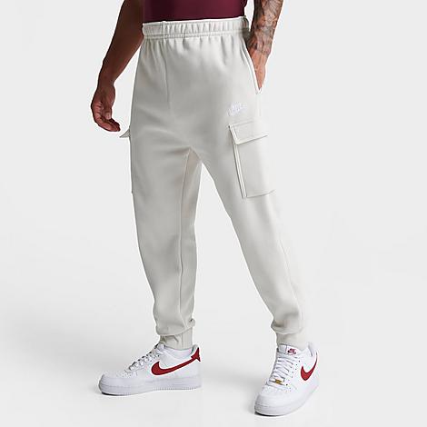 Nike Men's Sportswear Club Fleece Cargo Jogger Pants In Light Bone/light Bone/white