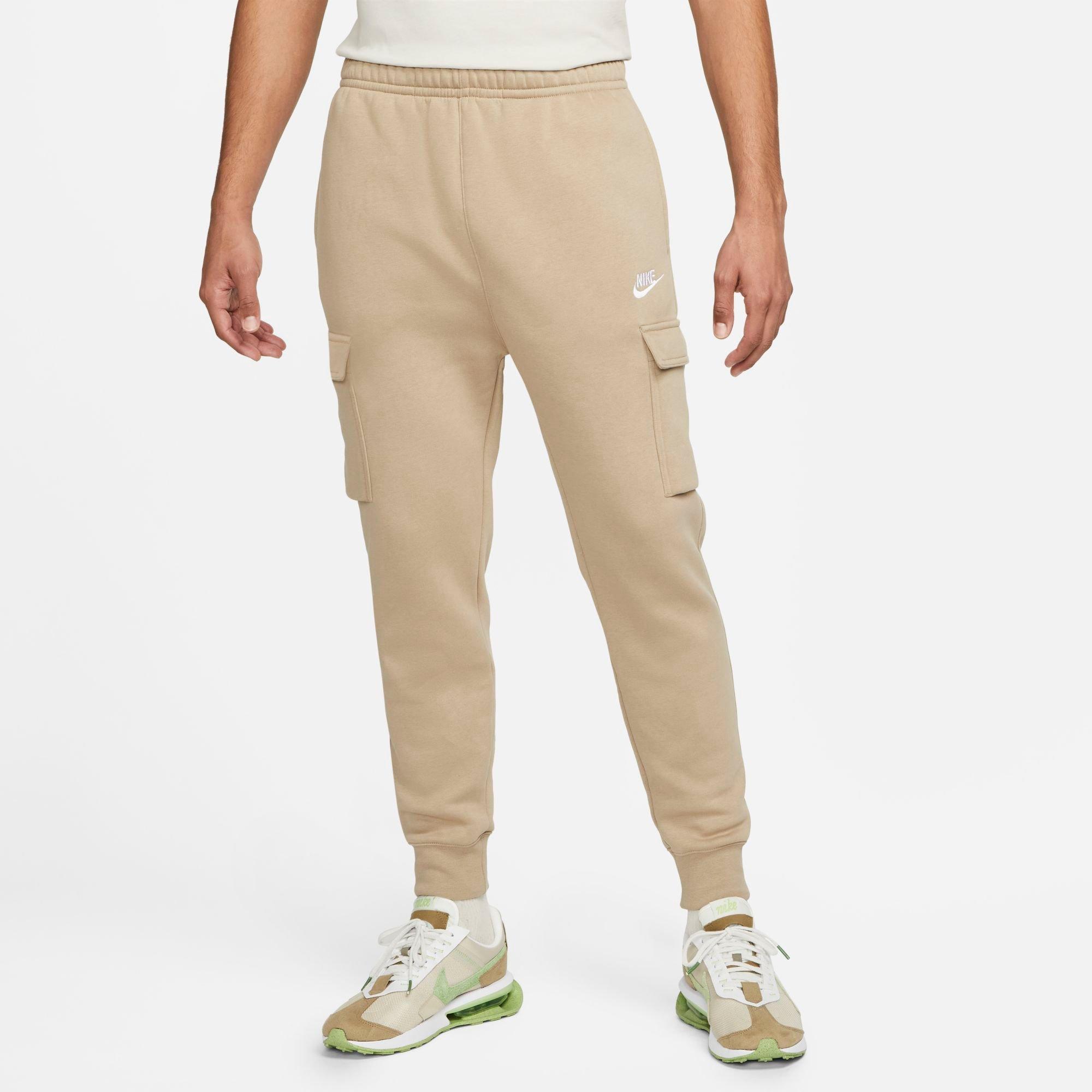 Nike Men's Sportswear Club Fleece Cargo Jogger Pants in Khaki/White Size: XS