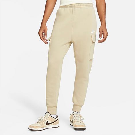 Nike Men's Sportswear Club Fleece Cargo Jogger Pants In Limestone/limestone/white
