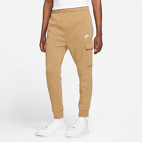Nike Men's Sportswear Club Fleece Cargo Jogger Pants In Dark Driftwood/dark Driftwood/white