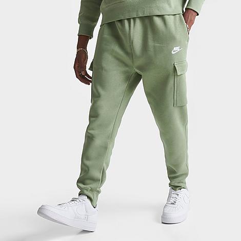 Nike Men's Sportswear Club Fleece Cargo Jogger Pants In Oil Green/oil Green/white