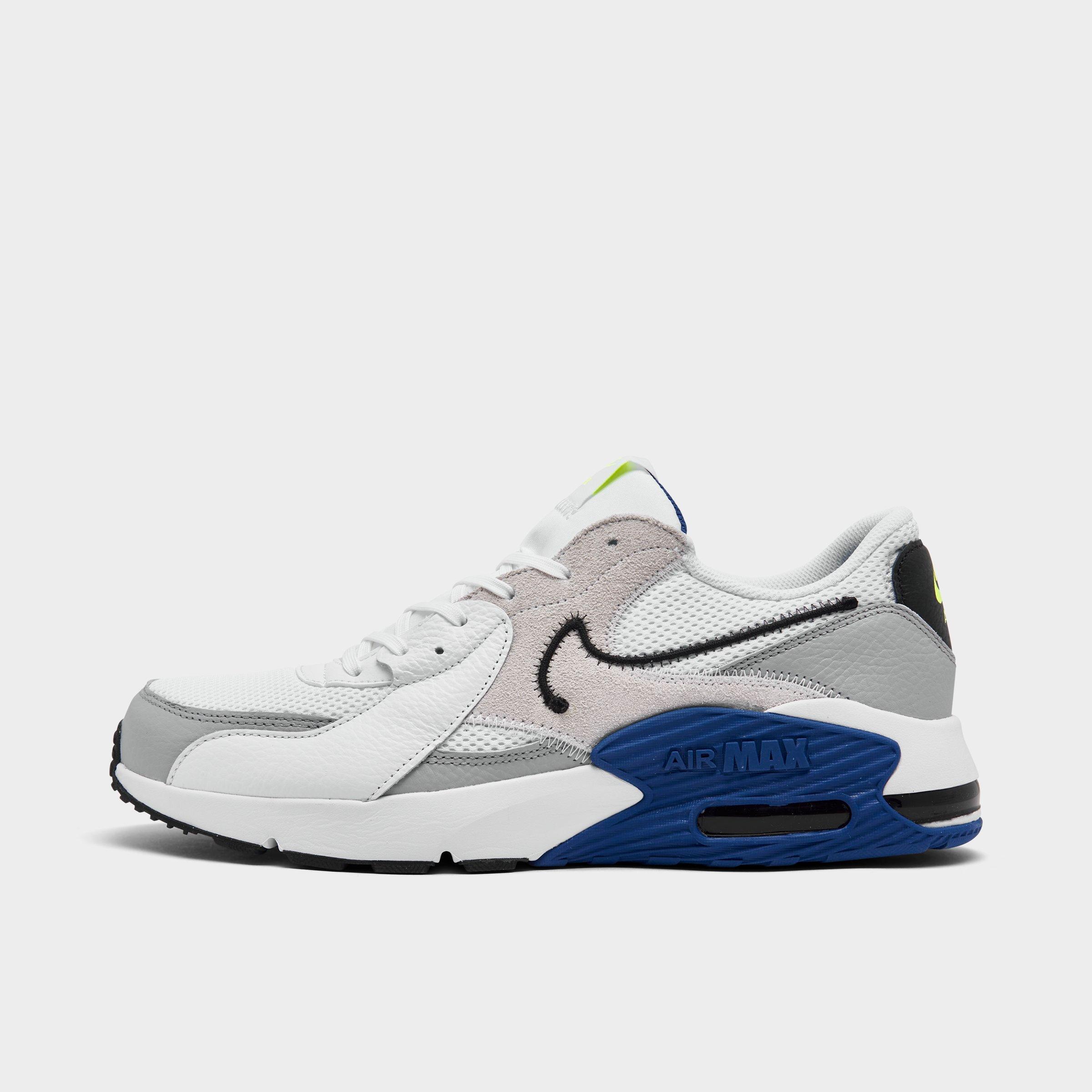Nike Men's Air Max Excee Casual Sneakers From Finish Line In White/dark Royal Blue/lemon Venom/black