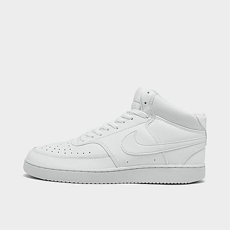Shop Nike Men's Court Vision Mid Casual Shoes In White/white/white