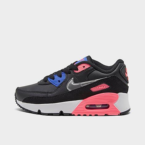 Nike Little Kids' Air Max 90 Casual Shoes In Black/metallic Silver-sunset Pulse