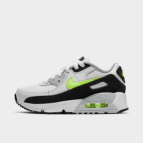 Nike Little Kids' Air Max 90 Casual Shoes In White/hot Lime-black-neutral Grey