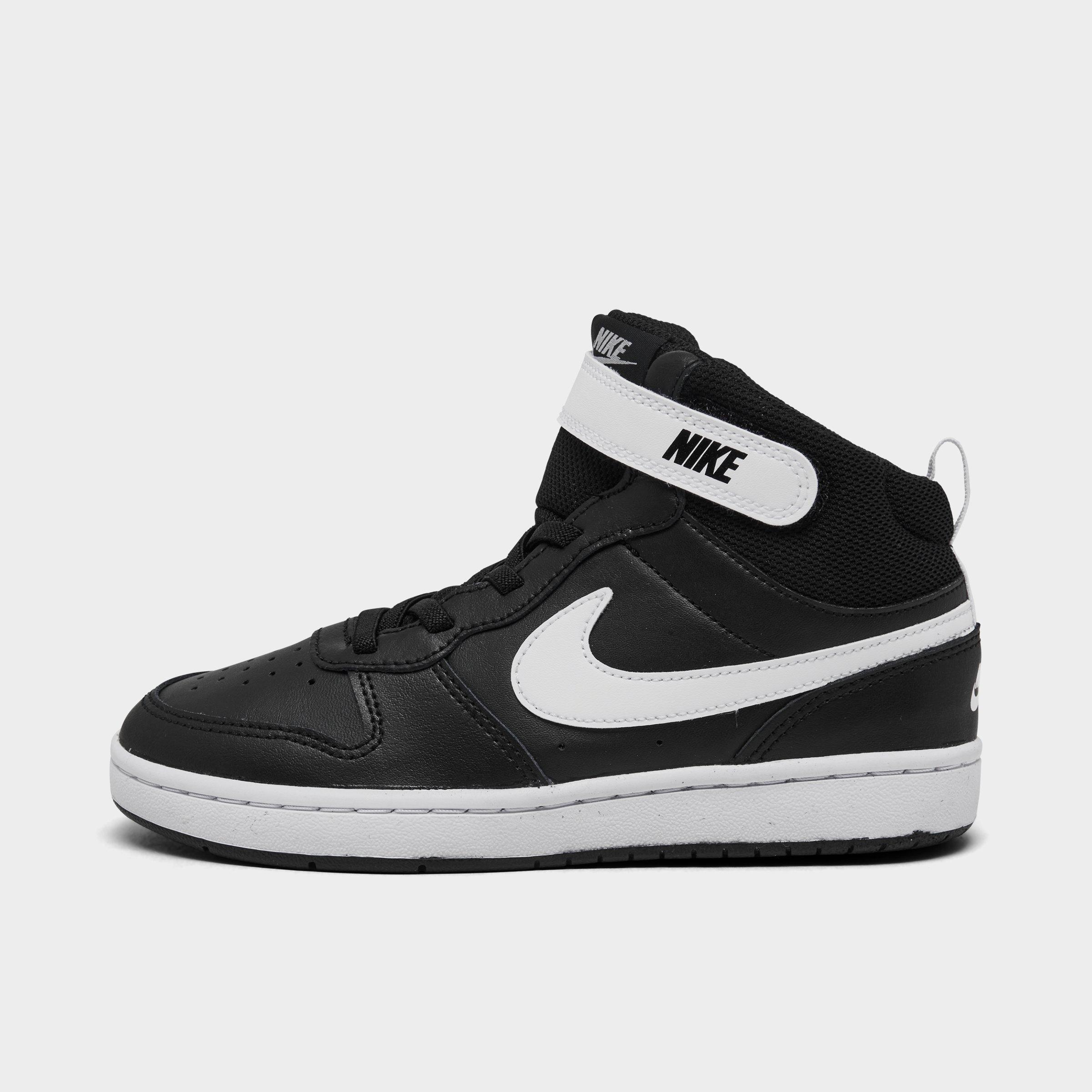 Nike Little Kids' Court Borough Mid 2 Casual Shoes In Black/white
