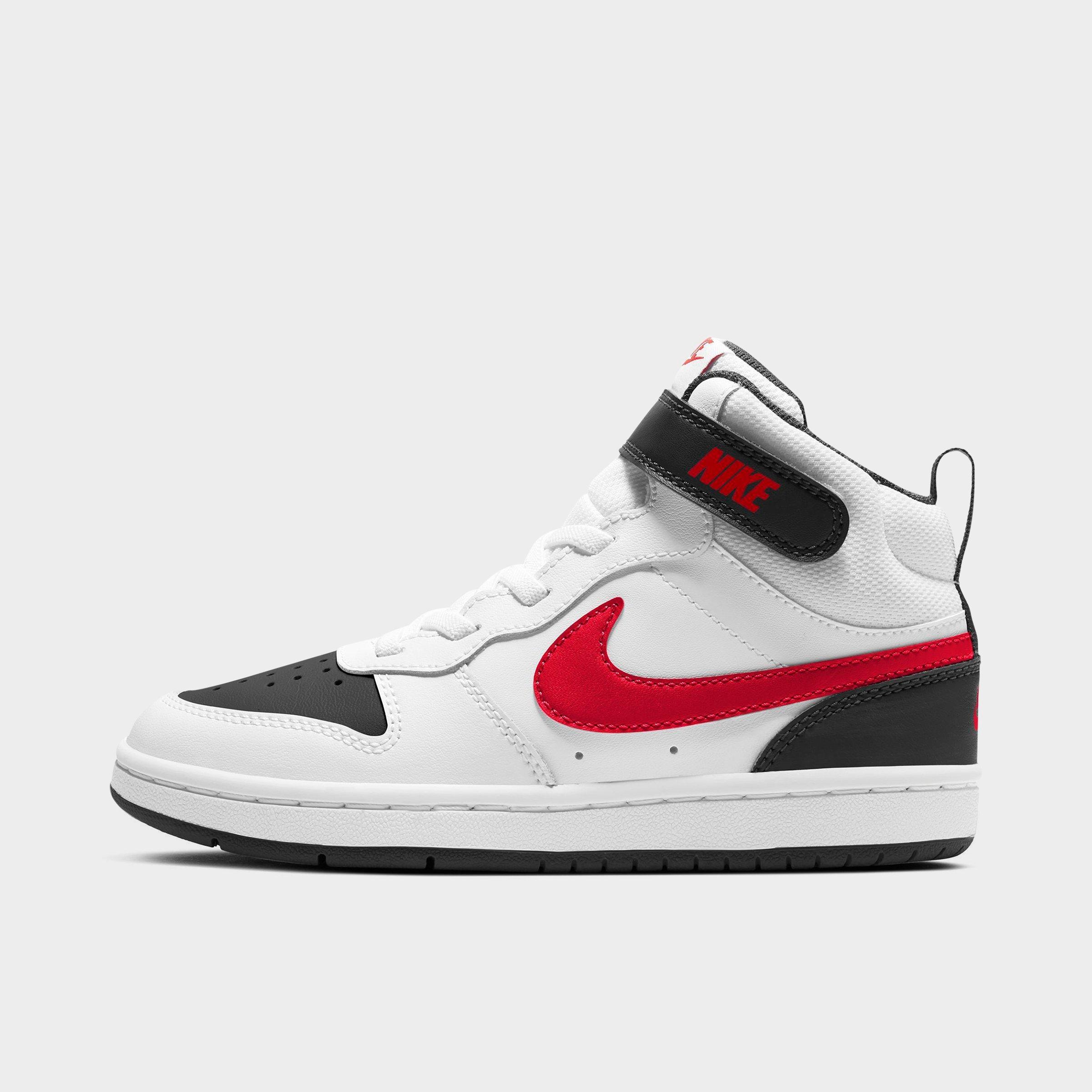 Nike Court Borough Mid 2 Little Kids' Shoes In White/university Red-black