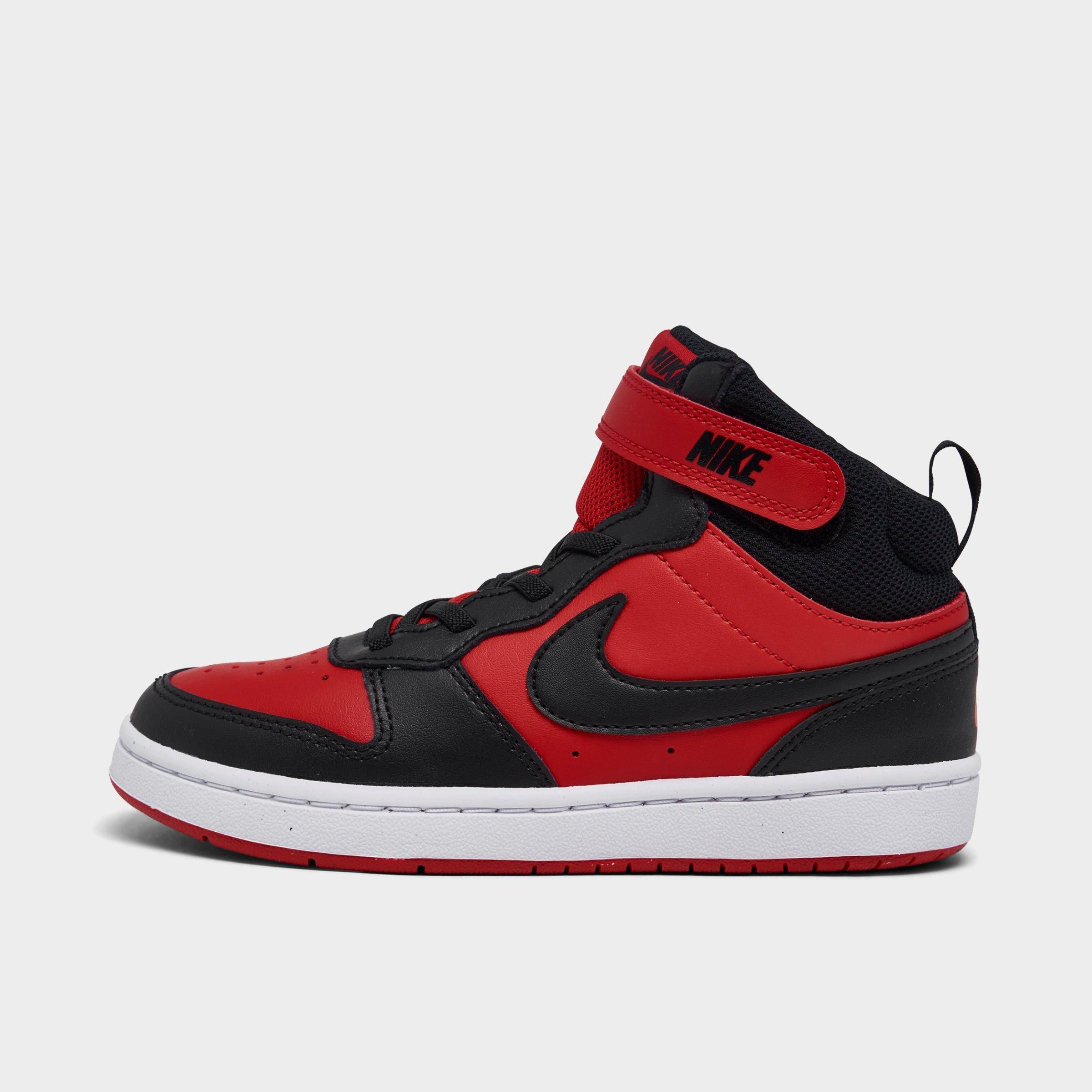 Nike Little Kids' Court Borough Mid 2 Casual Shoes In University Red/white/black