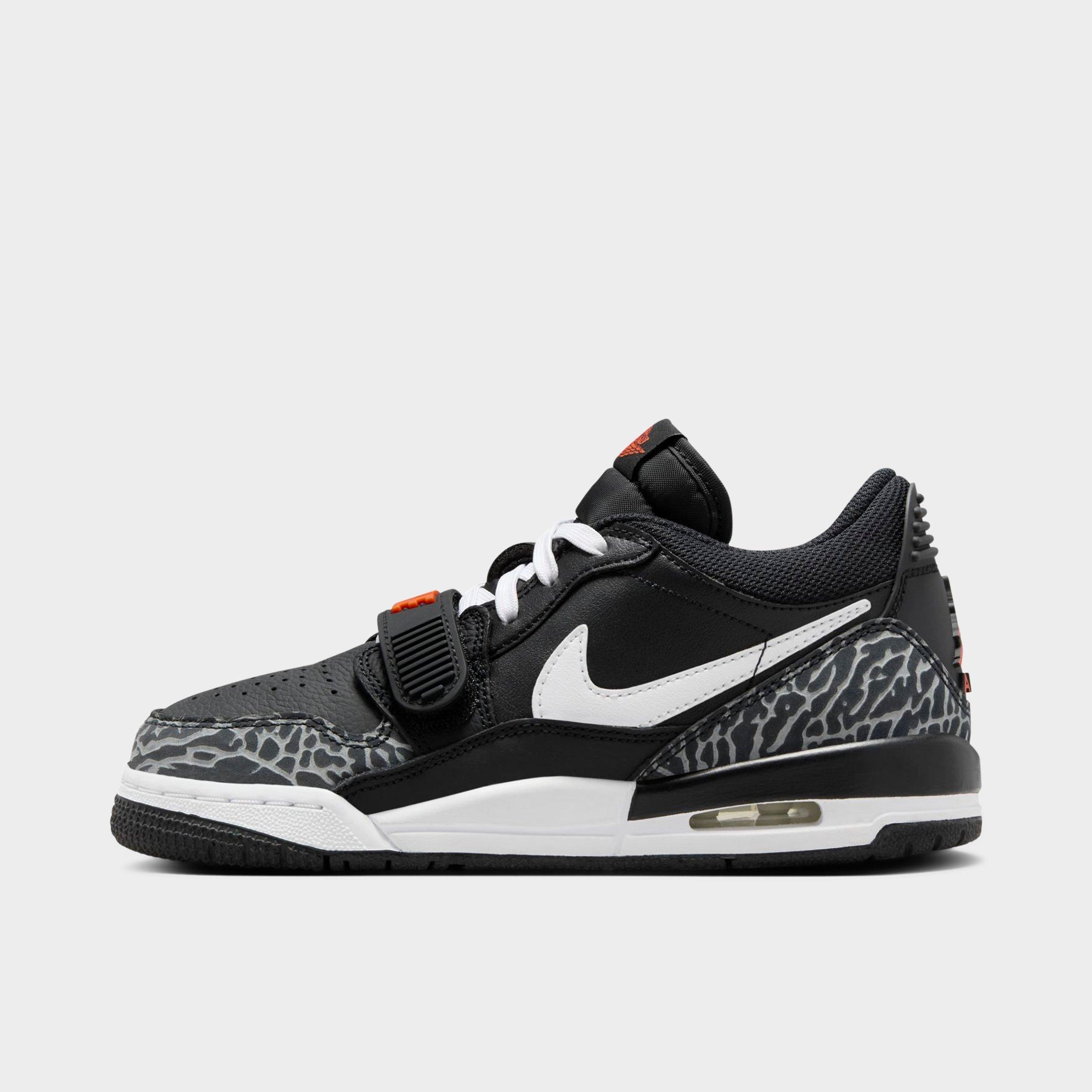 Jordan Boys Big Kids Legacy 312 Low Off-Court Casual Shoes in Black/Wolf Grey/Safety Orange Size: 3.5