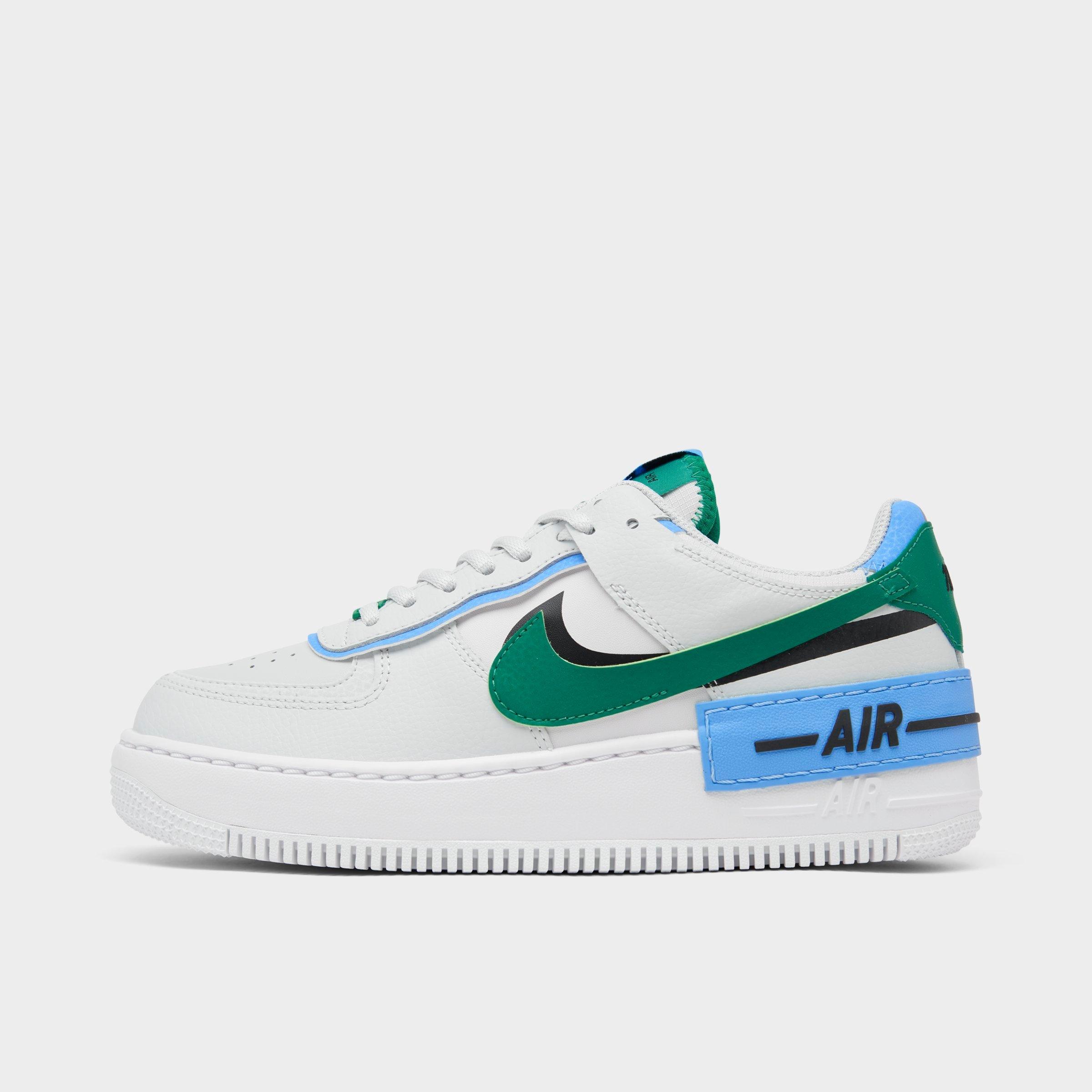 Nike Women's Air Force 1 Shadow Shoes In Photon Dust/malachite/black/university Blue/white