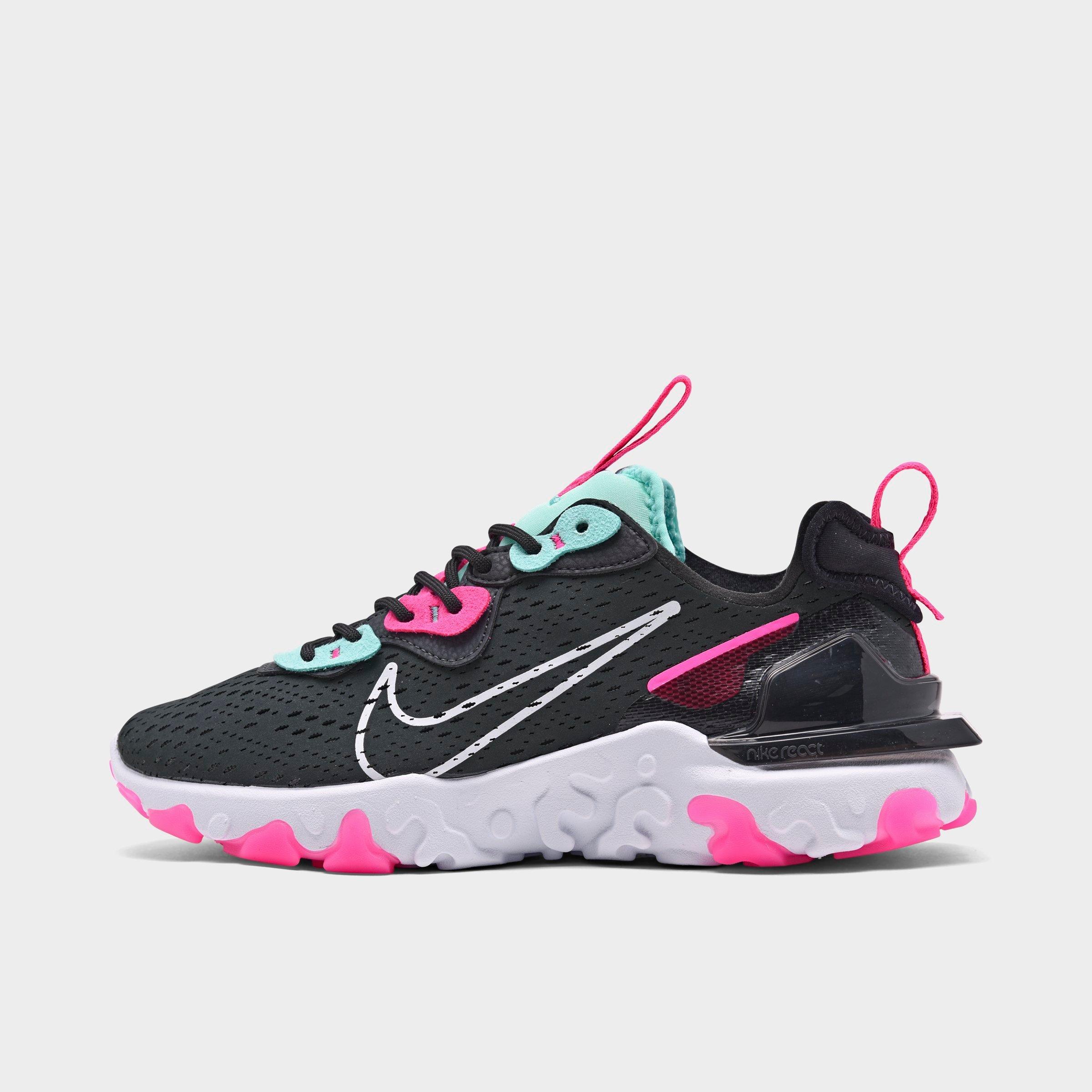 Nike Women's React Vision Low Top Running Sneakers In Dark Smoke Grey/pink Blast/white
