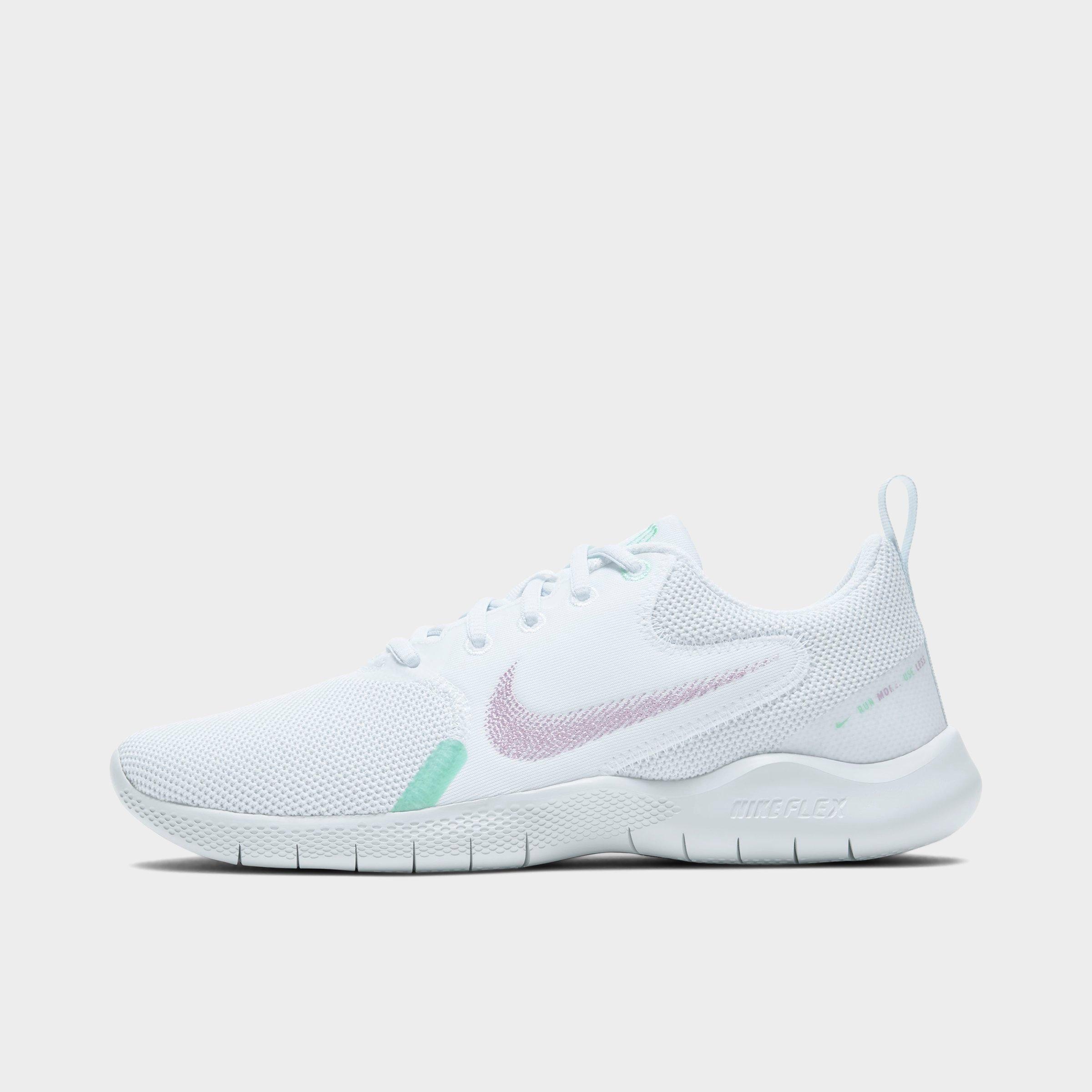 Nike Flex Experience Run 10 Women's Road Running Shoes In White,green Glow,football Grey,violet Shock