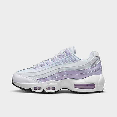 Shop Nike Big Kids' Air Max 95 Recraft Casual Shoes In White/pure Platinum/violet Frost/metallic Silver