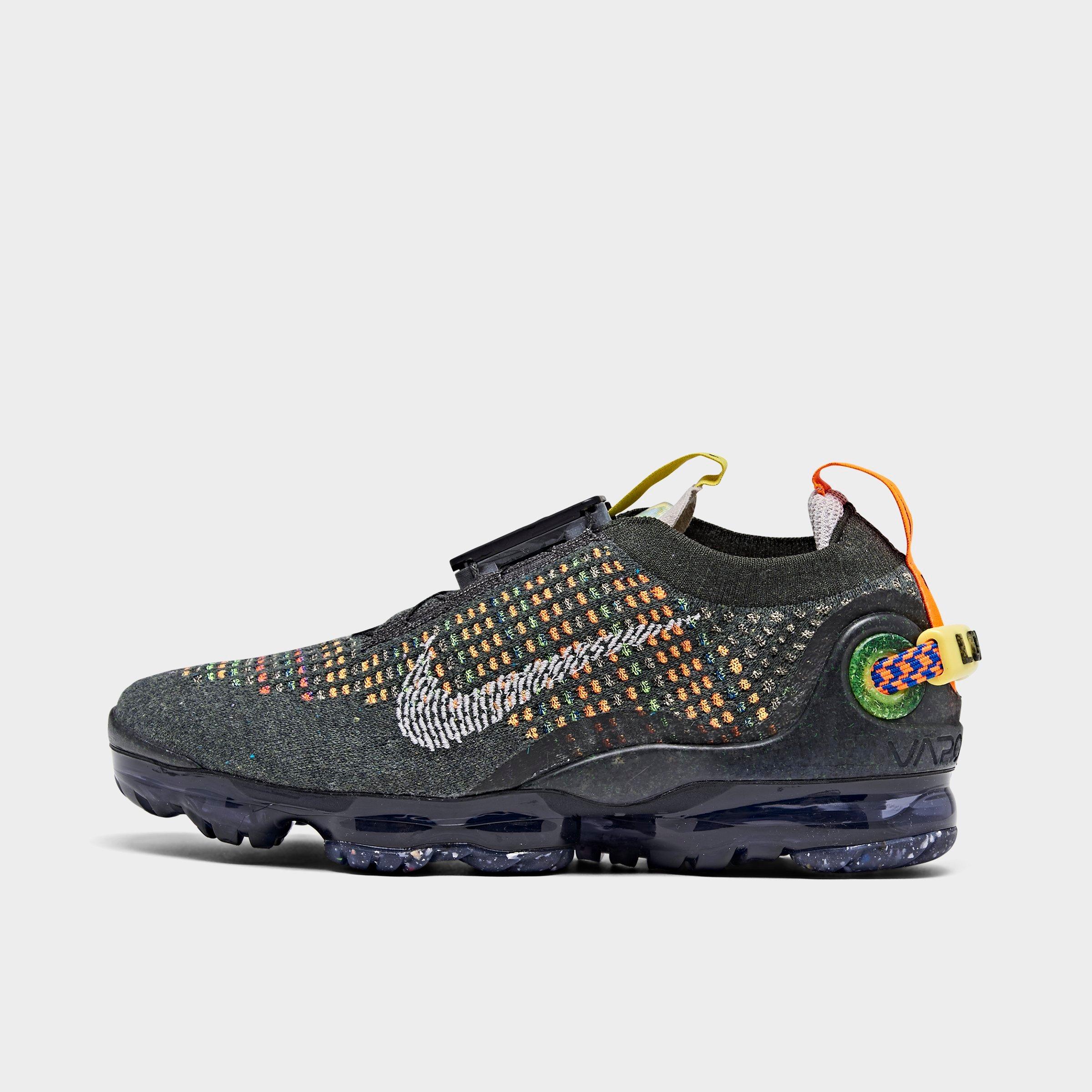 Nike Big Kids' Air Vapormax 2020 Flyknit Running Shoes Size 5.5 In Newsprint/black/opti Yellow/college Grey