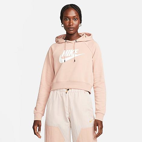 Nike Women's Sportswear Essential Cropped Hoodie In Rose Whisper/white