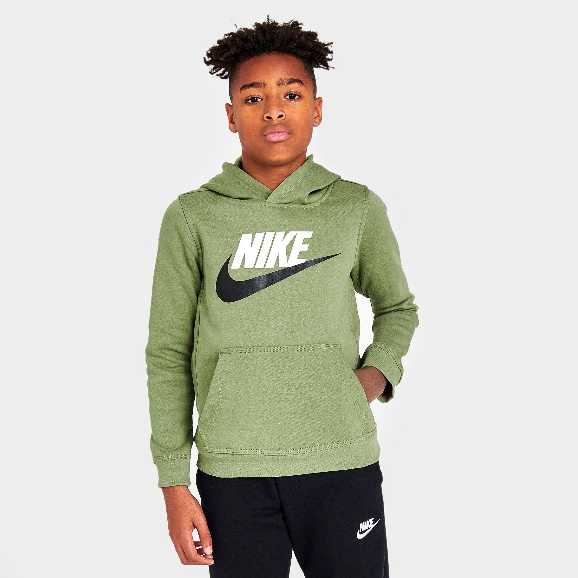 Nike Kids' Sportswear Hbr Glow Futura Club Fleece Hoodie In Alligator/white/black
