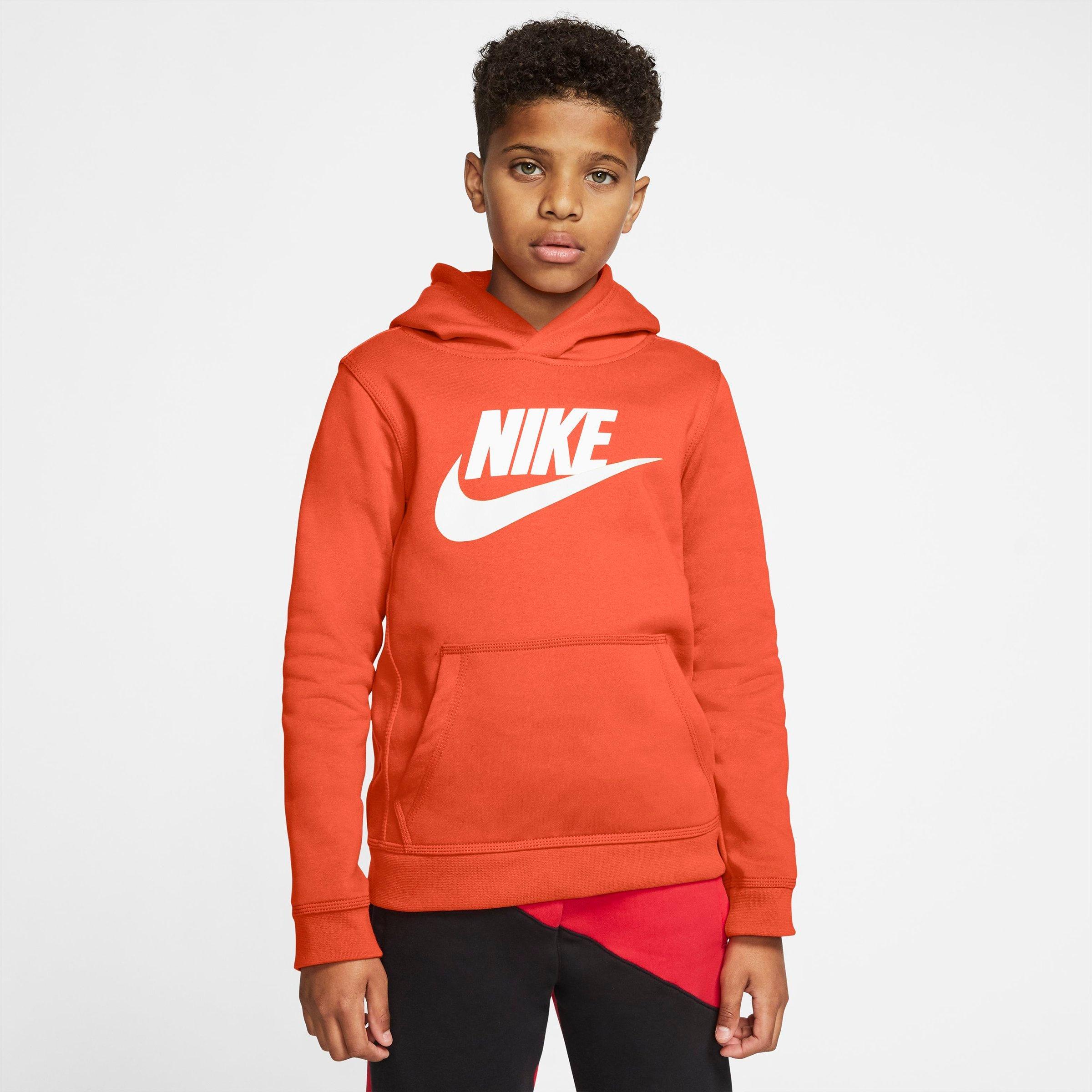 Nike Kids' Sportswear Hbr Club Fleece Hoodie In Turf Orange/white
