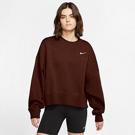 Nike Women's Sportswear Essential Fleece Crewneck Sweatshirt In Dark Pony/white
