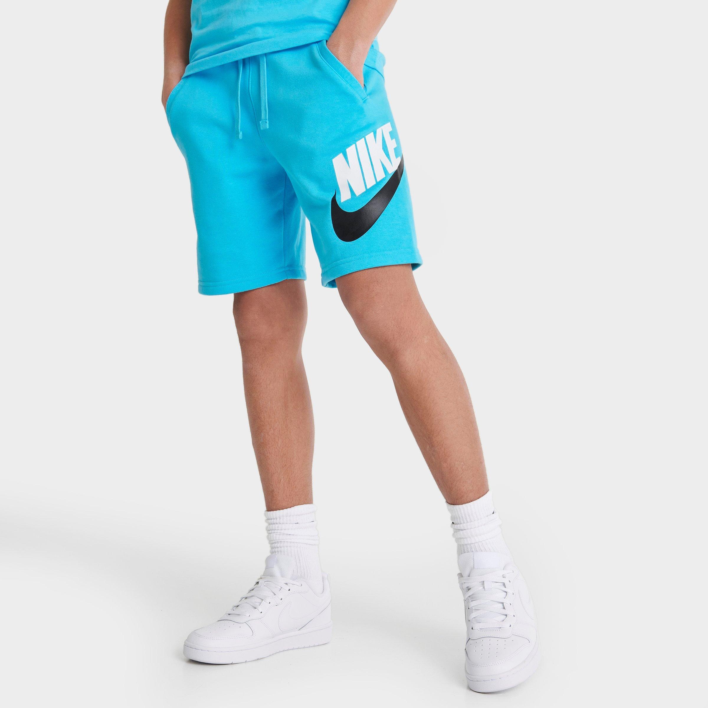 Nike Kids' Sportswear Hbr Club Fleece Shorts In Baltic Blue/baltic Blue/black/white