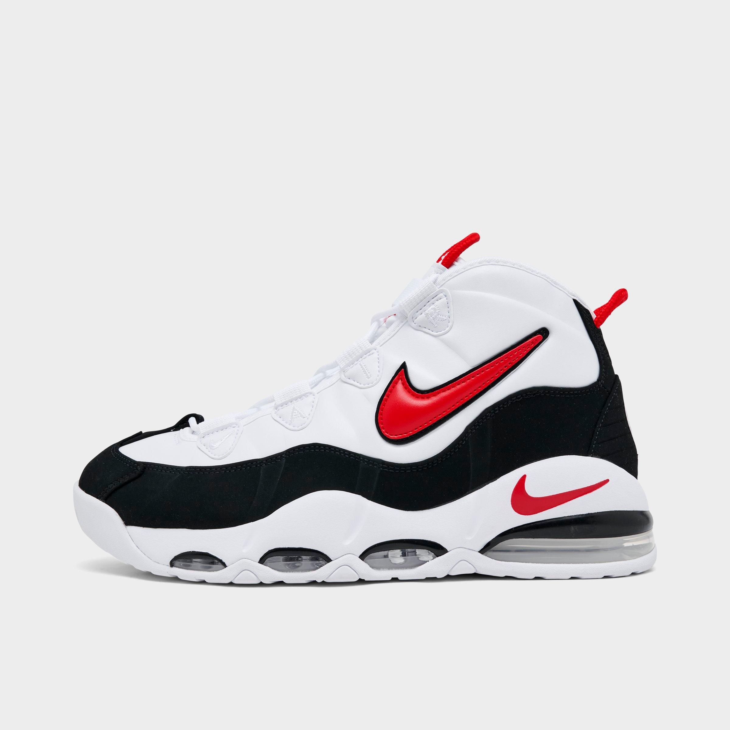 Nike Men's Air Max Uptempo '95 Basketball Shoes in White/University Red/Black Size: 7.0