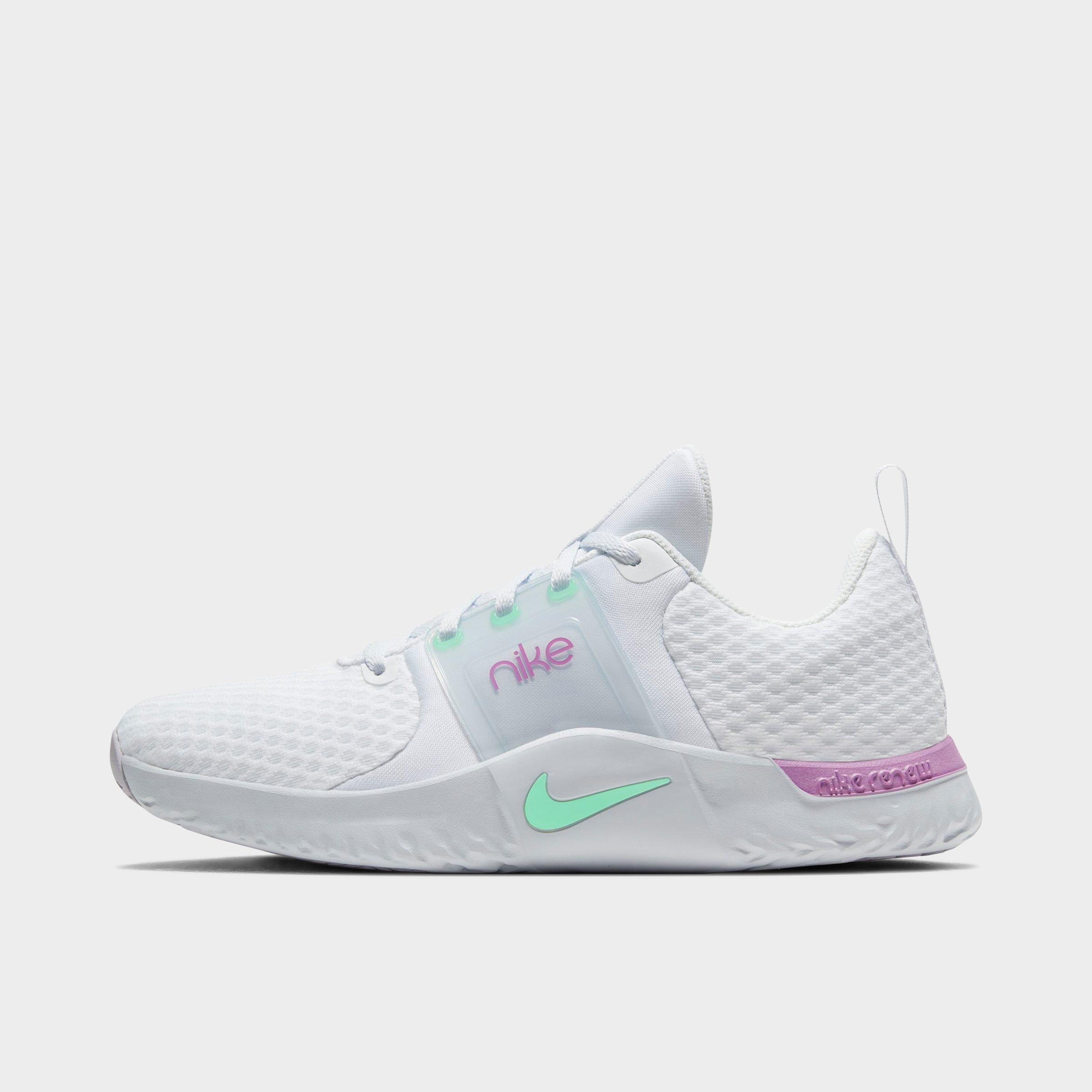 Nike Renew In-season Tr 10 Womens Fitness Workout Athletic Shoes In White/violet Shock/football Grey/green Glow