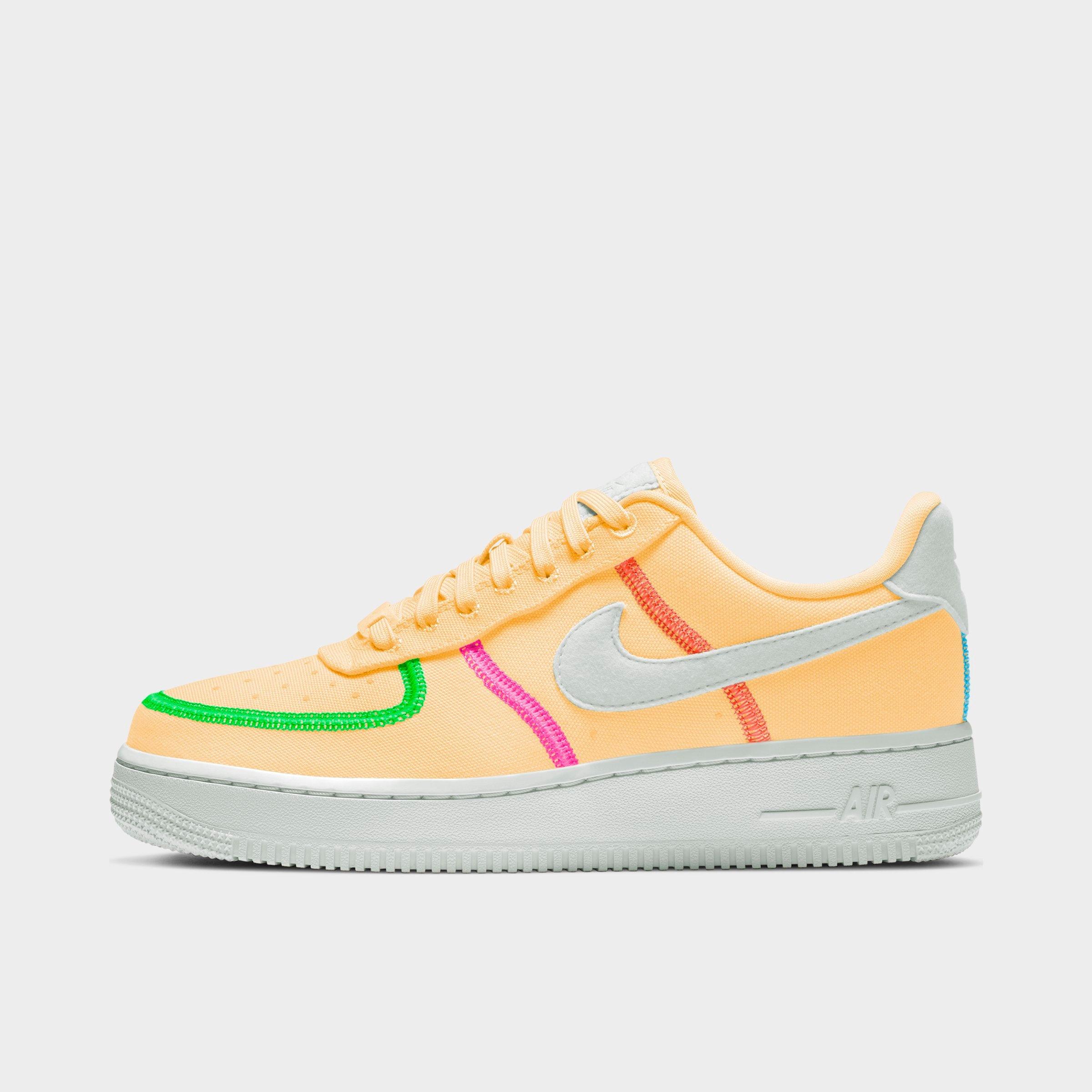 Nike Air Force 1 '07 Lx Canvas Sneakers In Yellow-pink In Melon Tint/poison Green/pink Blast/photon Dust;