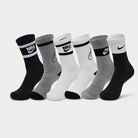 Nike Kids' Everyday Cushioned Crew Socks (6-pack) Size Small Cotton/nylon/polyester In Multi-color
