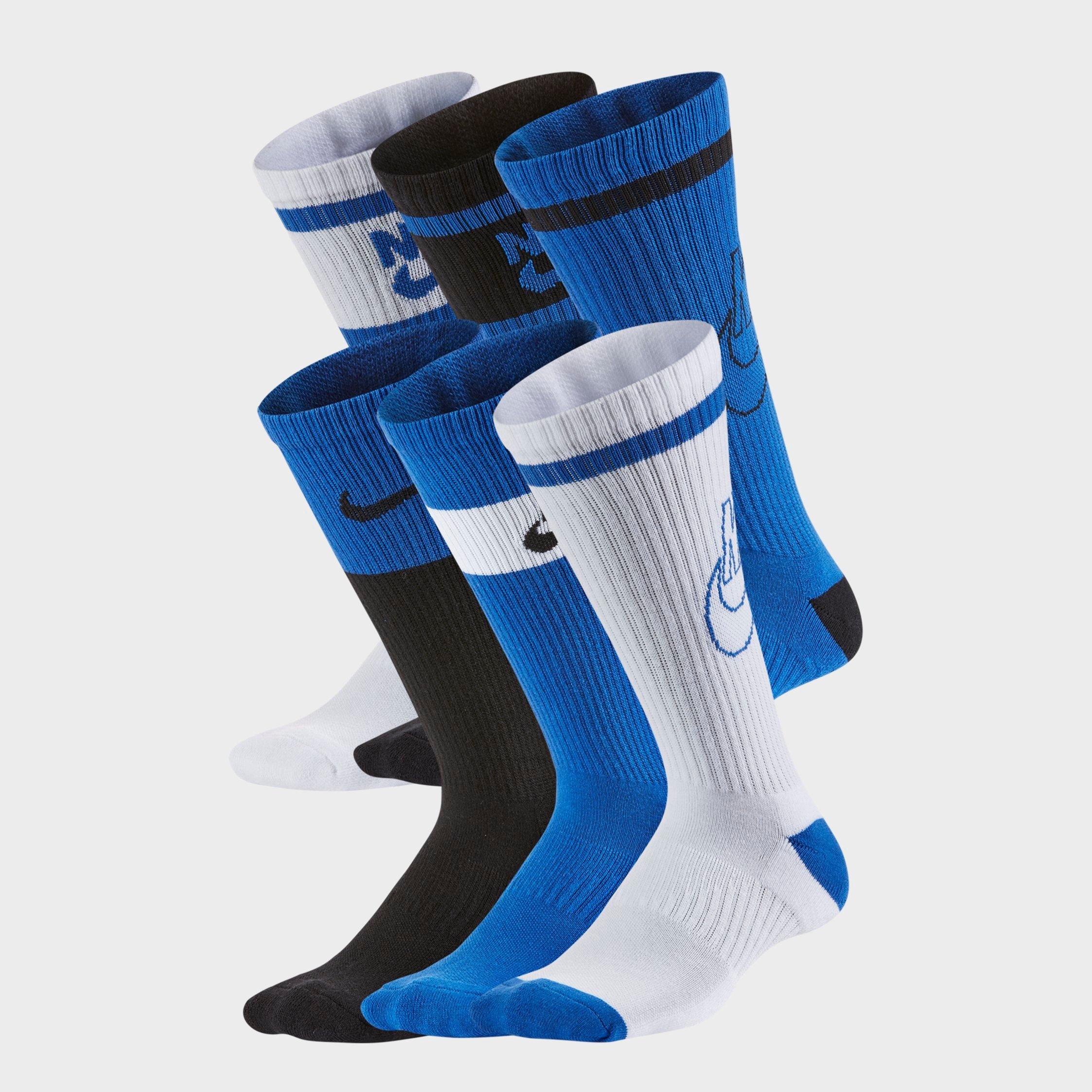 NIKE NIKE KIDS' EVERYDAY CUSHIONED CREW SOCKS (6-PACK) SIZE 5-7 COTTON/NYLON/POLYESTER,8098762