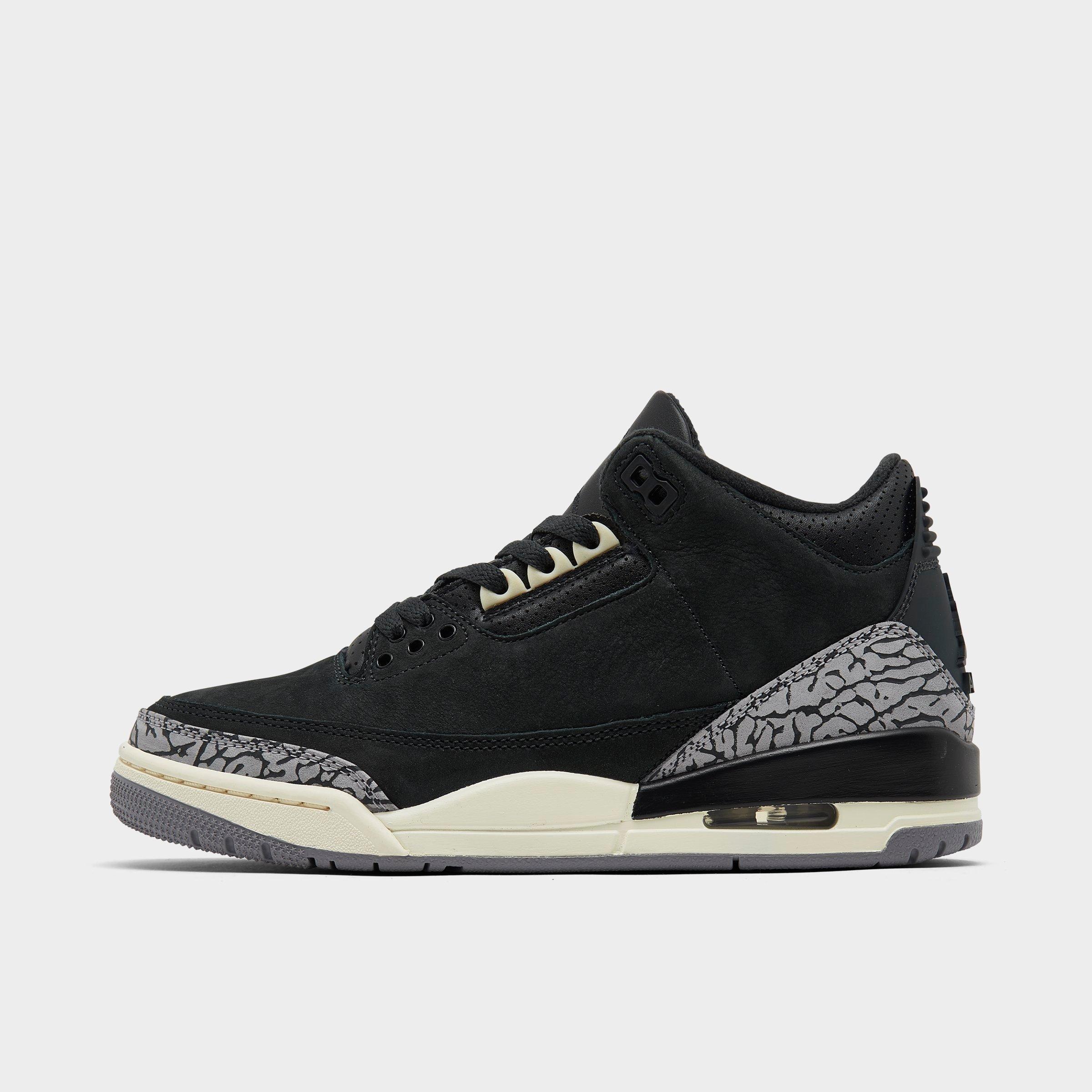 Nike Air Jordan 3 Retro Logo embroidered Suede And Leather Sneakers In Off Noir black sail cement Grey ModeSens