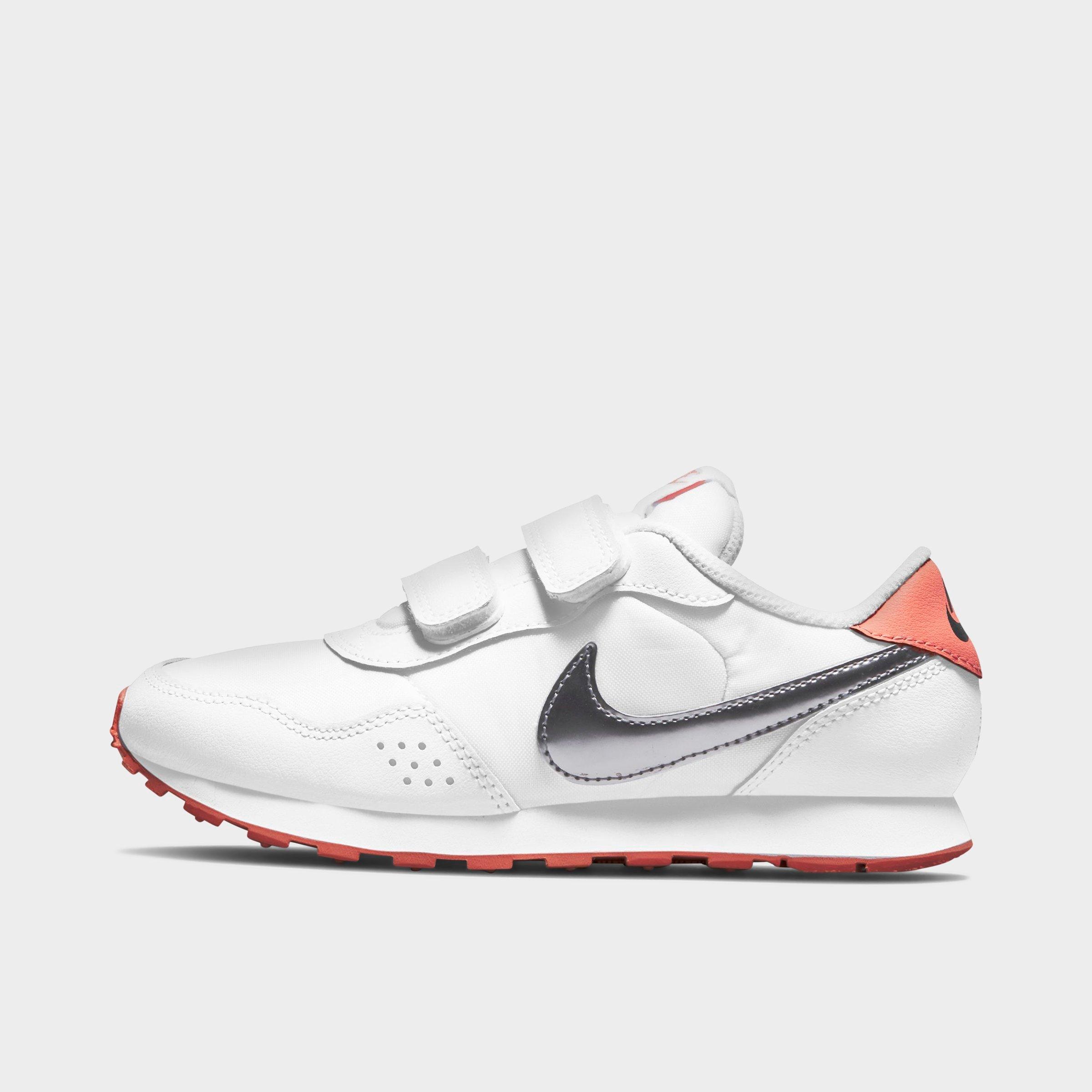 Nike Boys' Little Kids' Md Valiant Hook-and-loop Casual Shoes In White/metallic Silver-crimson Bliss