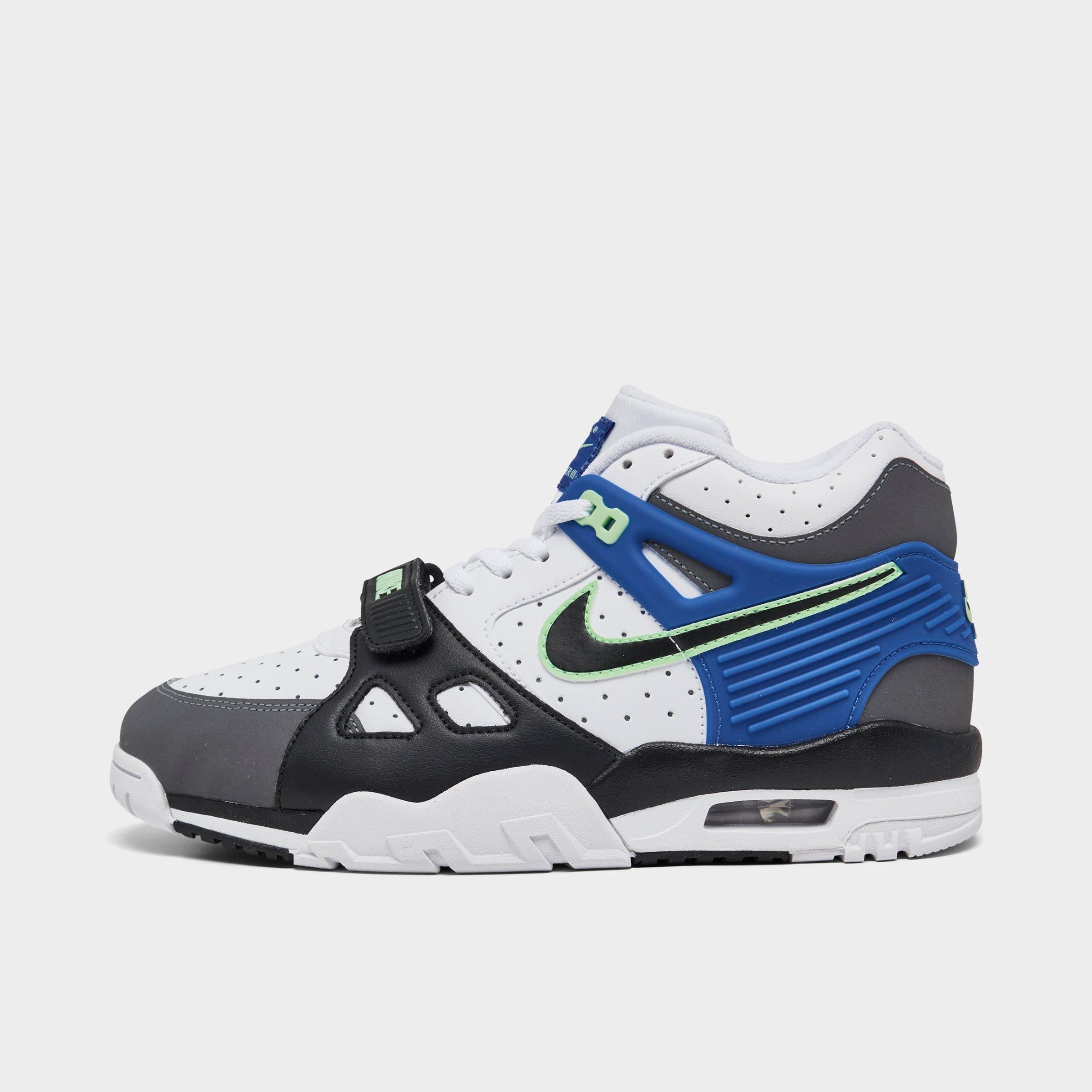 Nike Boys' Big Kids' Air Trainer 3 Casual Shoes In White/black/smoke Grey/game Royal