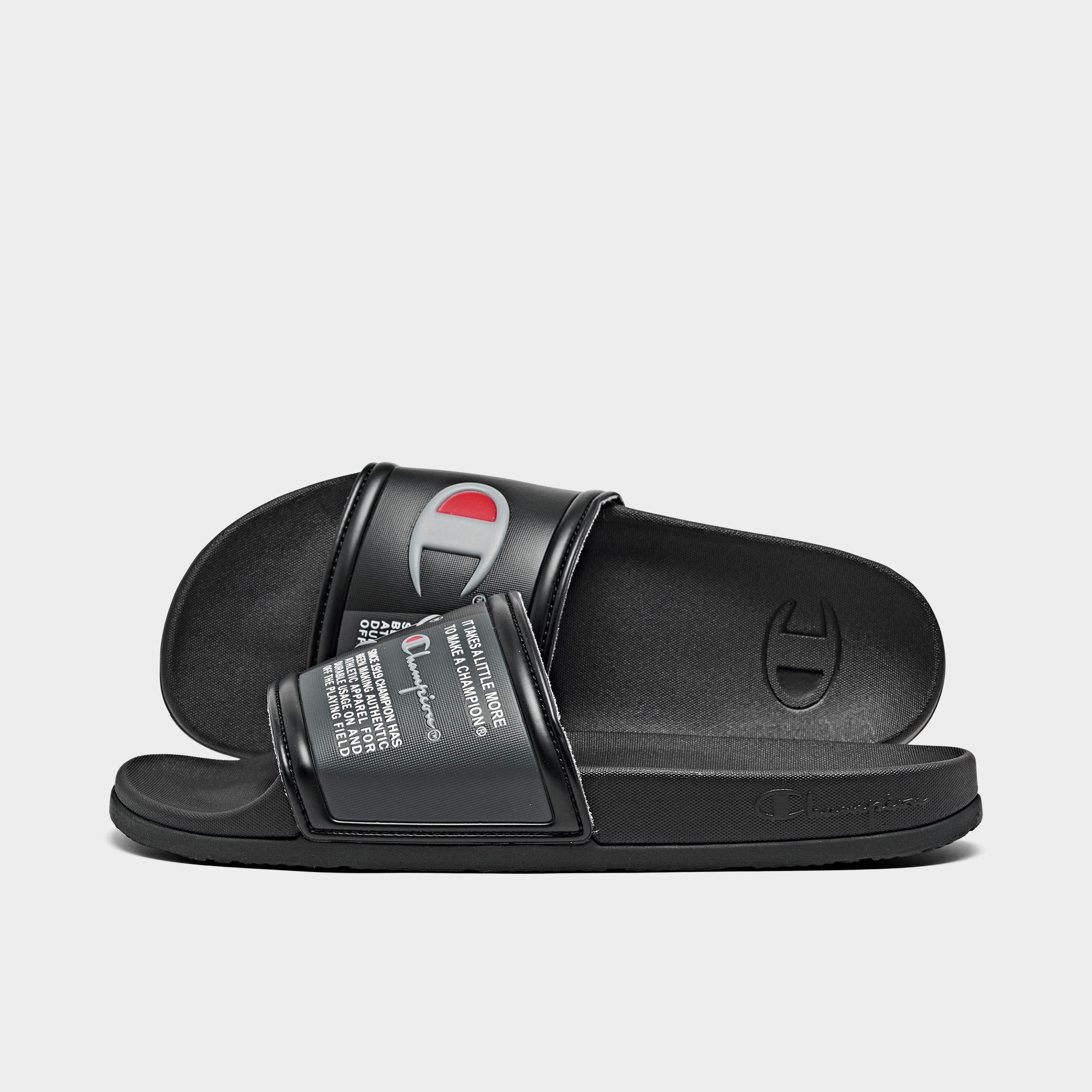 Champion Men's Squish Logo Slide Sandals From Finish Line In Black/red