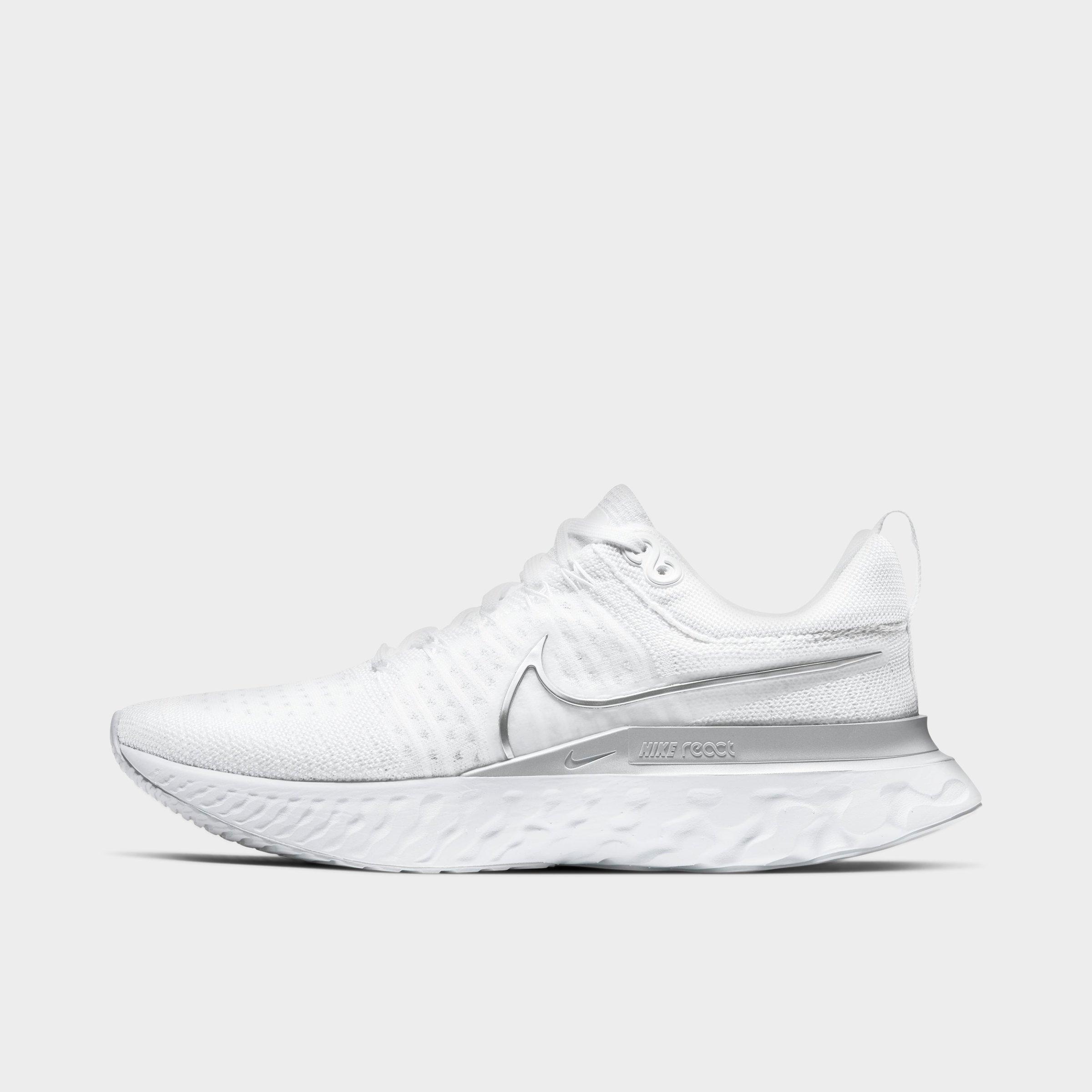Nike React Infinity Run Flyknit 2 Running Shoe In White/mtlc Silver/pure Platinum