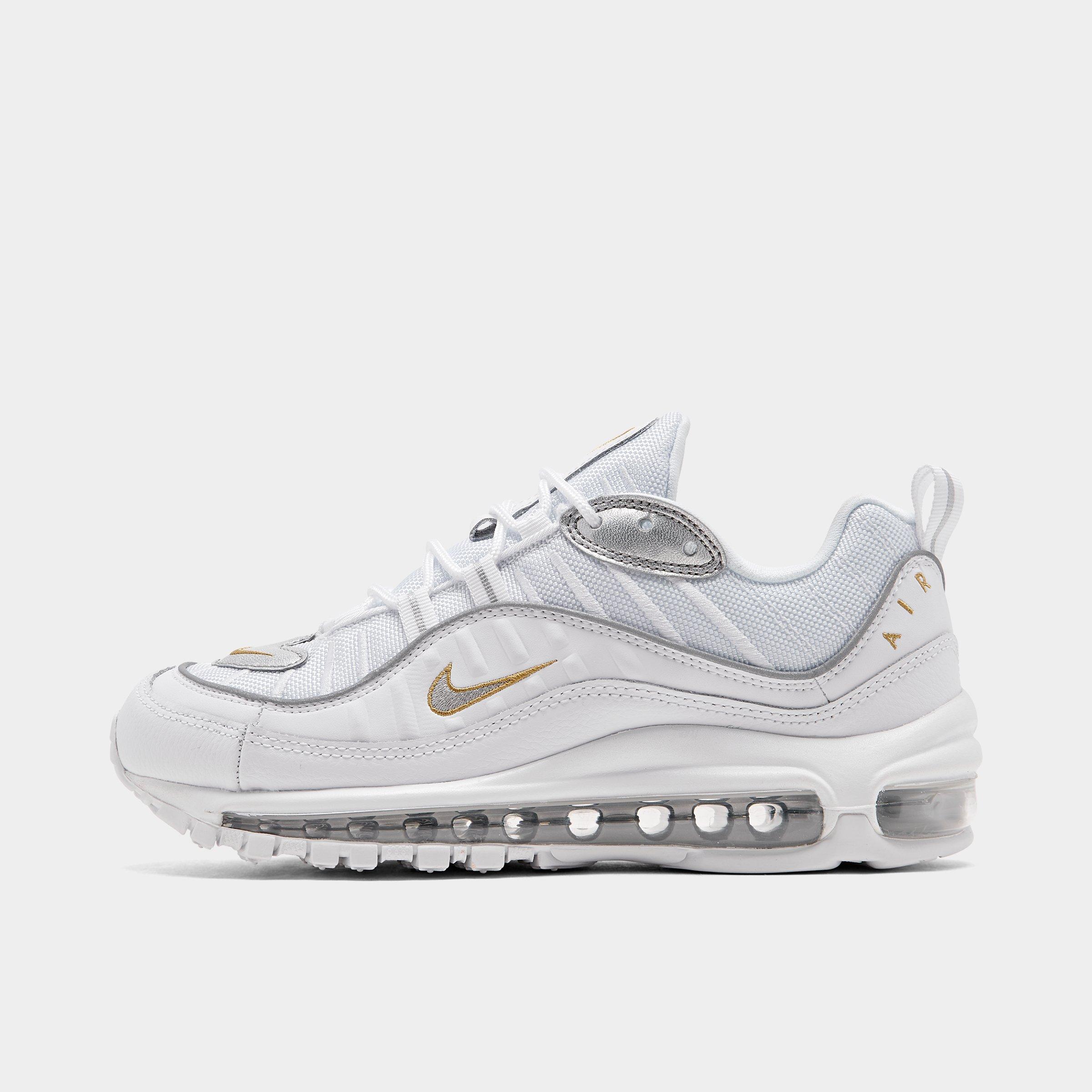 UPC 193654750015 product image for Nike Women's Air Max 98 Metallic Casual Shoes in White Size 10.0 Leather | upcitemdb.com