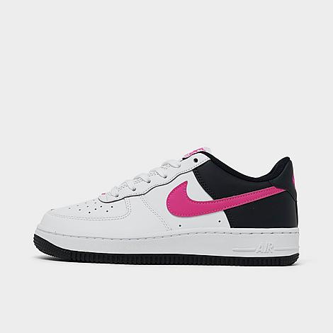 Nike Girls' Big Kids' Air Force 1 Low Casual Shoes In White/fierce Pink/dark Obsidian