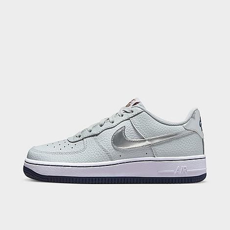 Nike Big Kids' Air Force 1 Low Casual Shoes In Pure Platinum/barely Grape/midnight Navy/metallic Silver