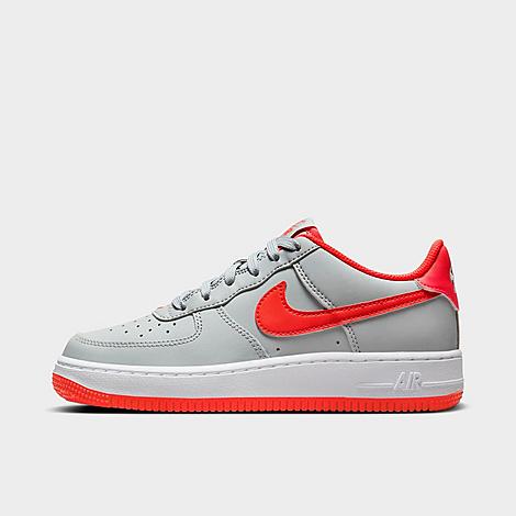 Nike Big Kids' Air Force 1 Low Casual Shoes In Light Smoke Grey/white/bright Crimson