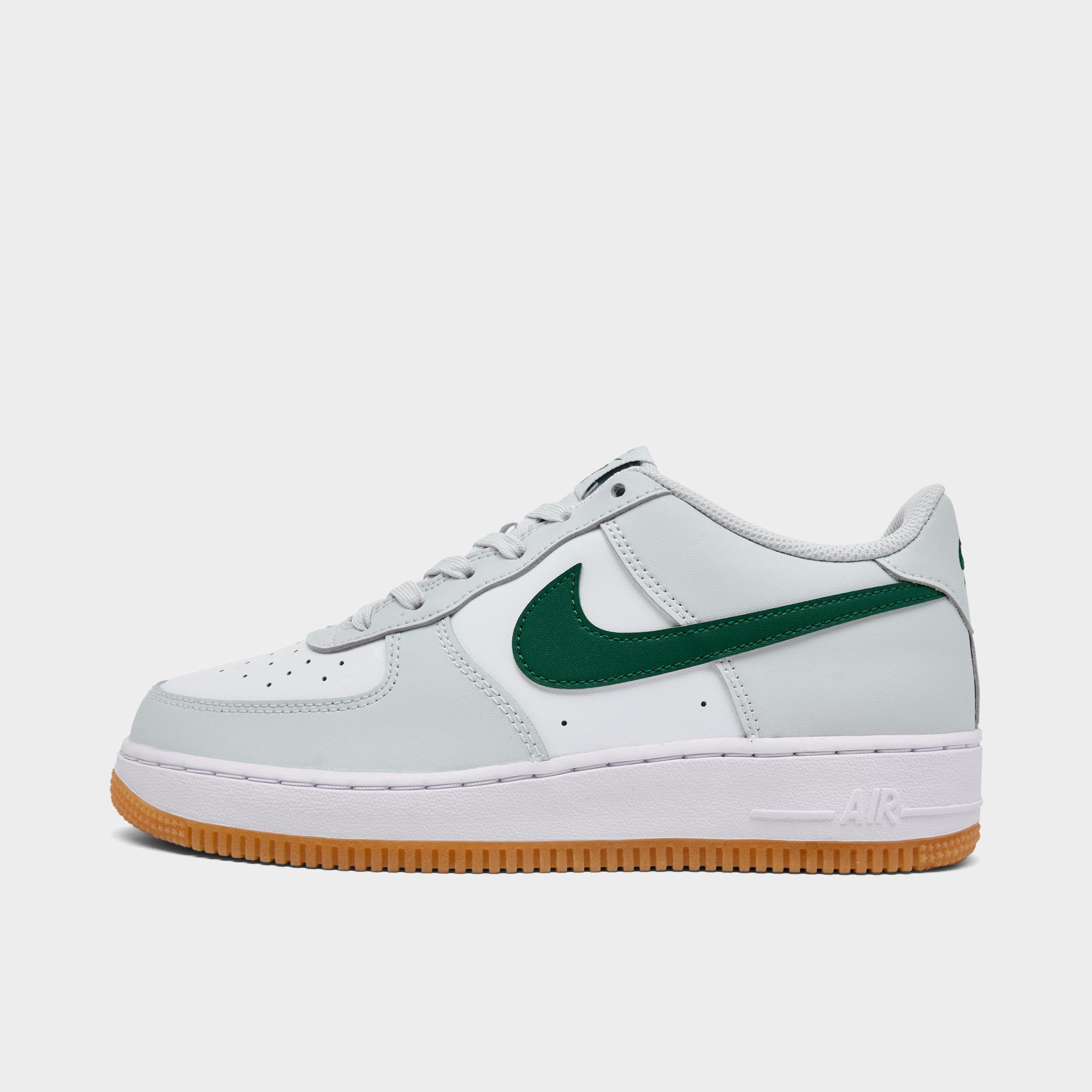 Nike Big Kids Air Force 1 Low Casual Shoes in Photon Dust/Fir/Gum Medium Brown Size: 3.5