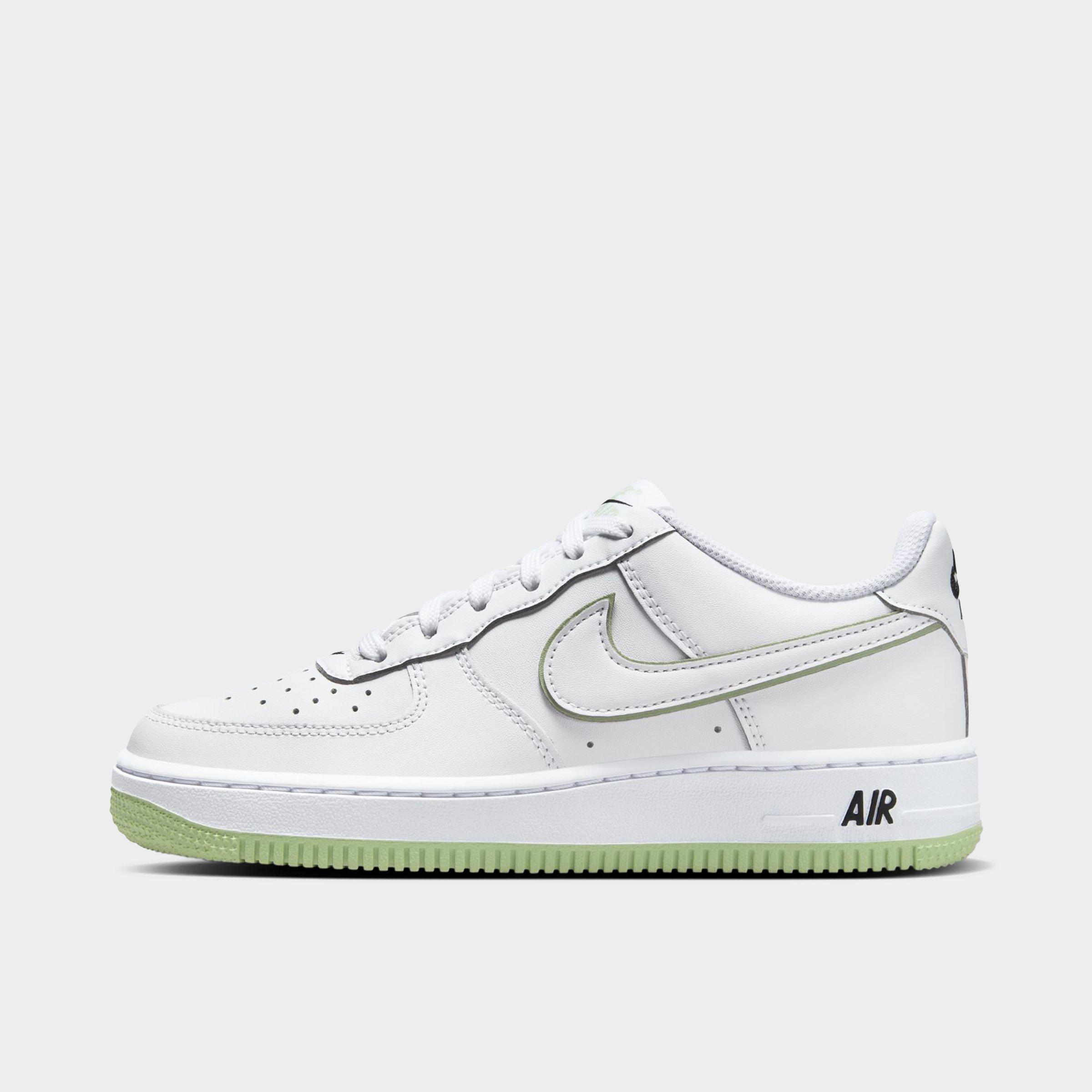 Shop Nike Big Kids' Air Force 1 Low Casual Shoes In White/white/black/honeydew