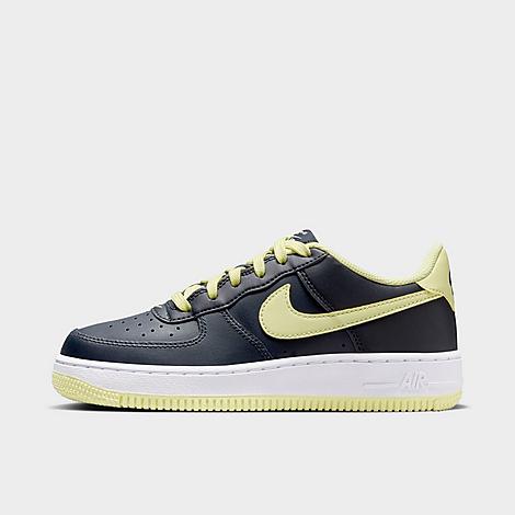 Nike Big Kids' Air Force 1 Low Casual Shoes In Dark Obsidian/white/luminous Green