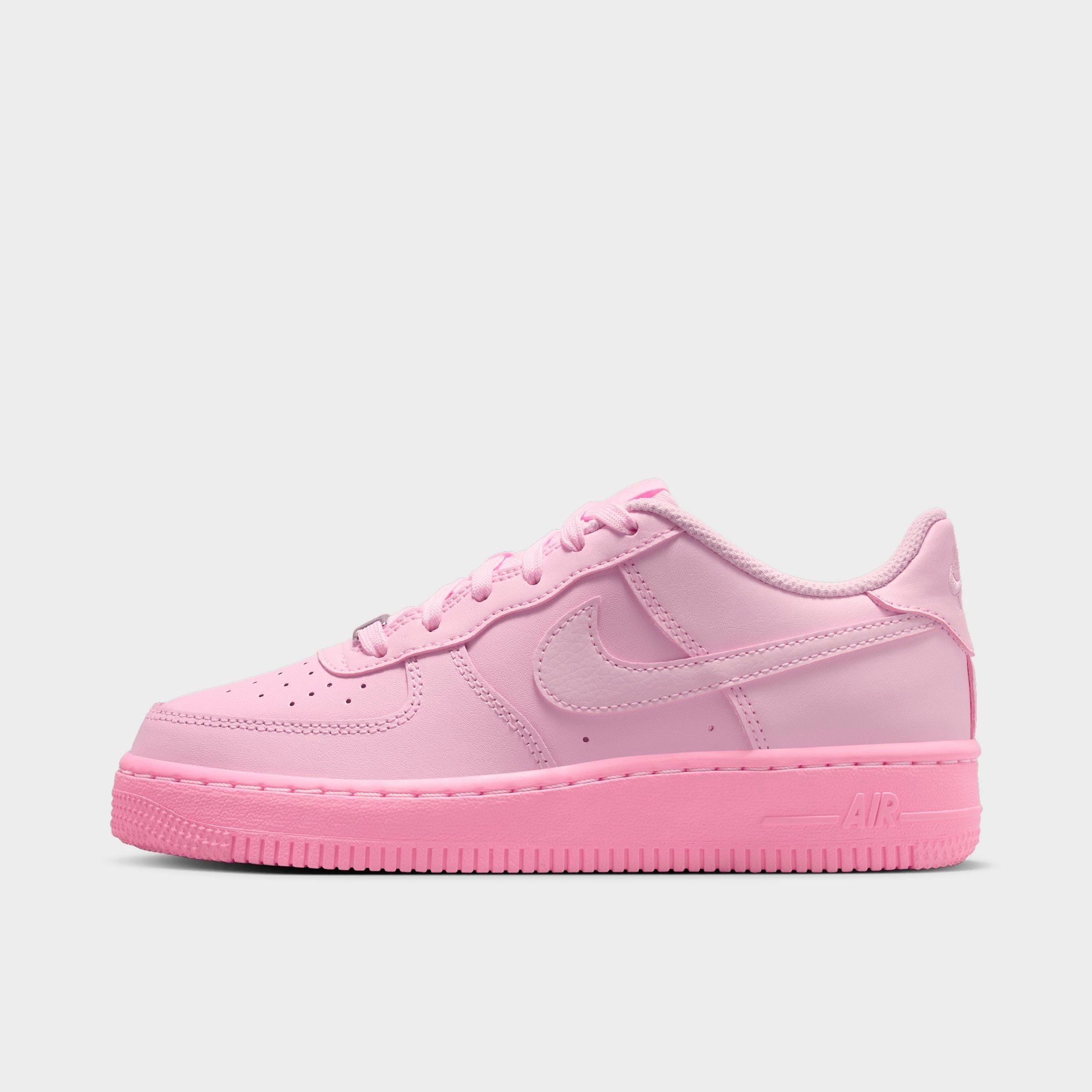 Nike Big Kids Air Force 1 Low Casual Shoes in Pink Foam/Pink Rise/Pink Foam Size: 7.0