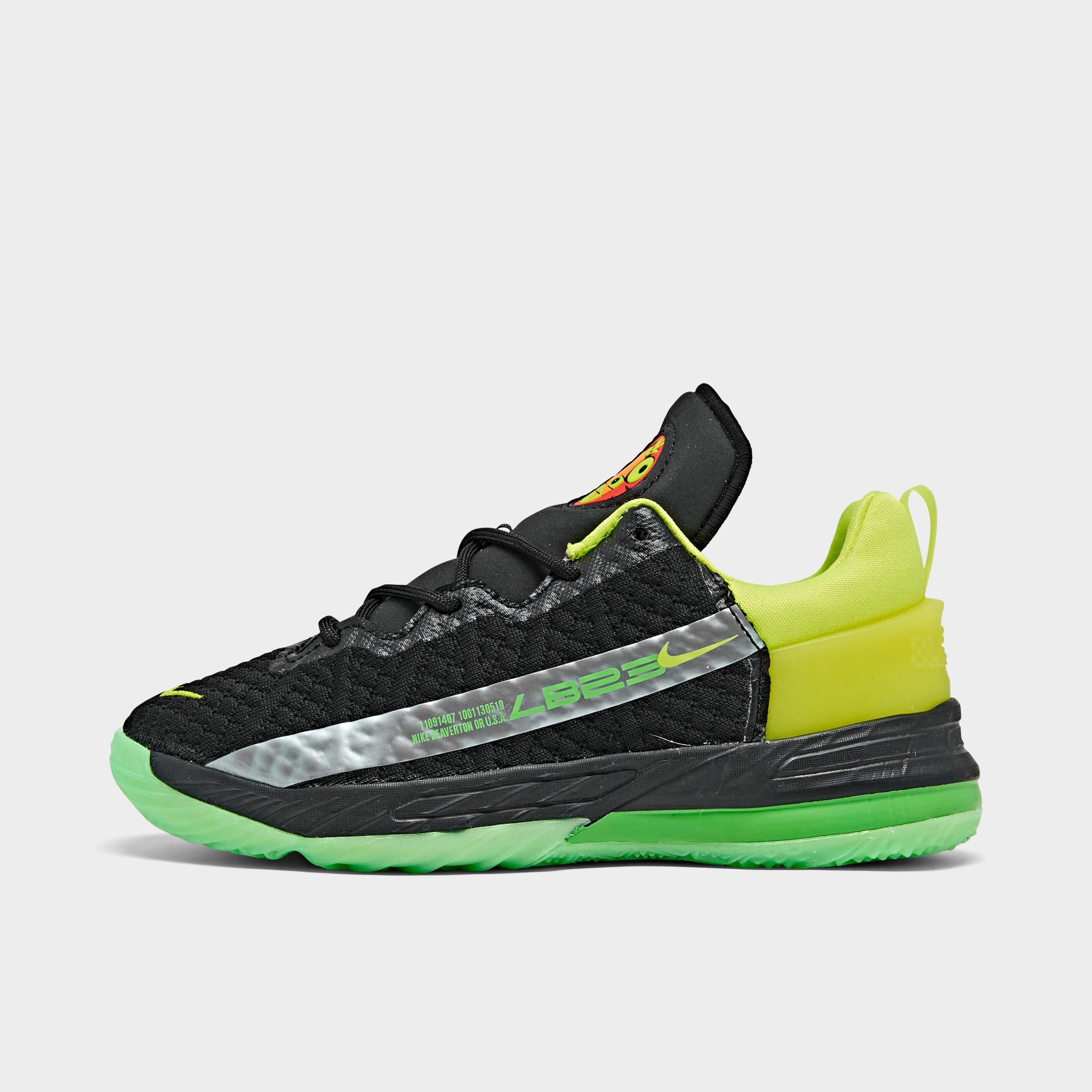Nike Little Kids' Lebron 18 Se Basketball Shoes In Black/bright Crimson/total Orange/volt/poison Green/metallic Silver