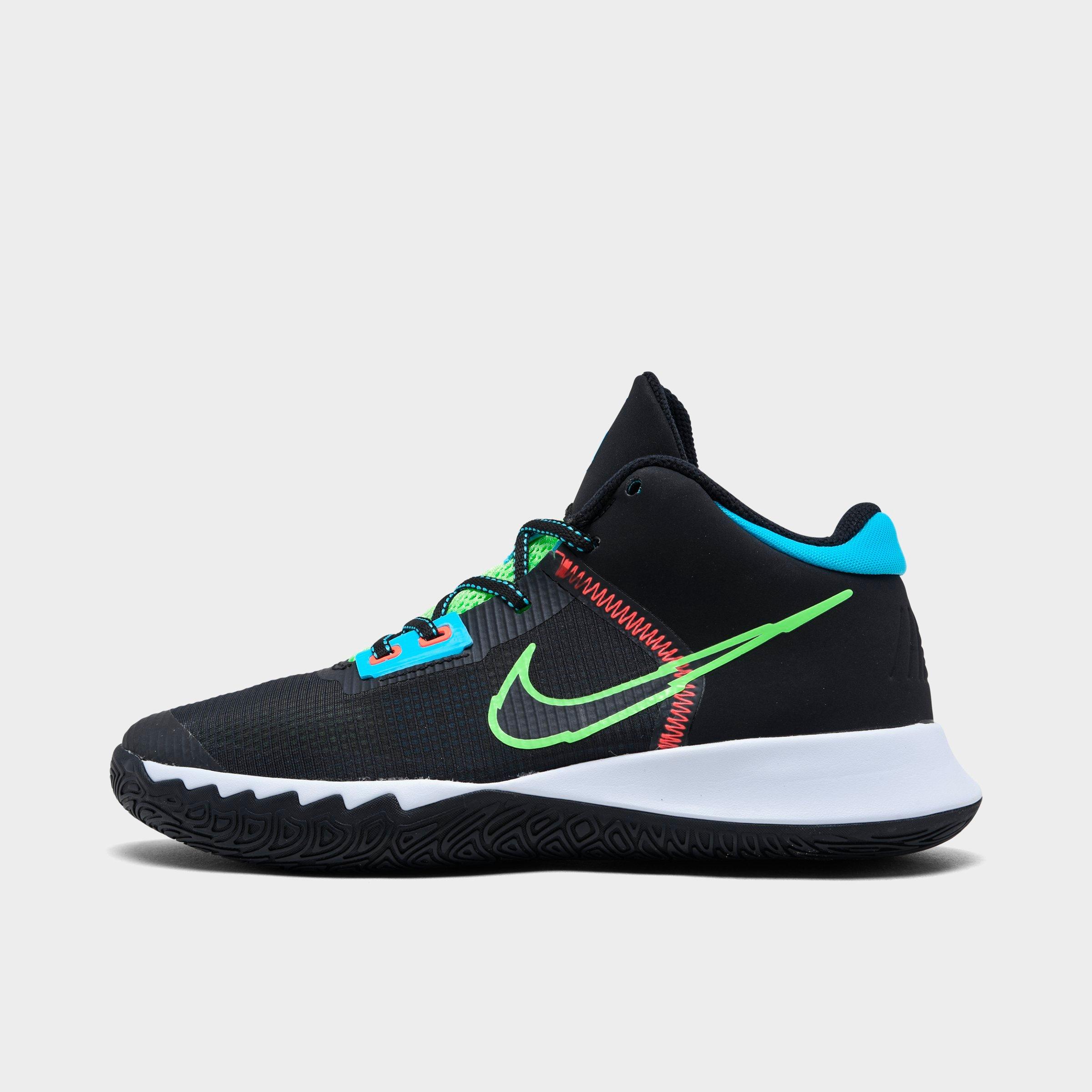 Nike Big Boys Kyrie Flytrap 4 Basketball Sneakers From Finish Line In Black/lime Glow/lagoon Pulse