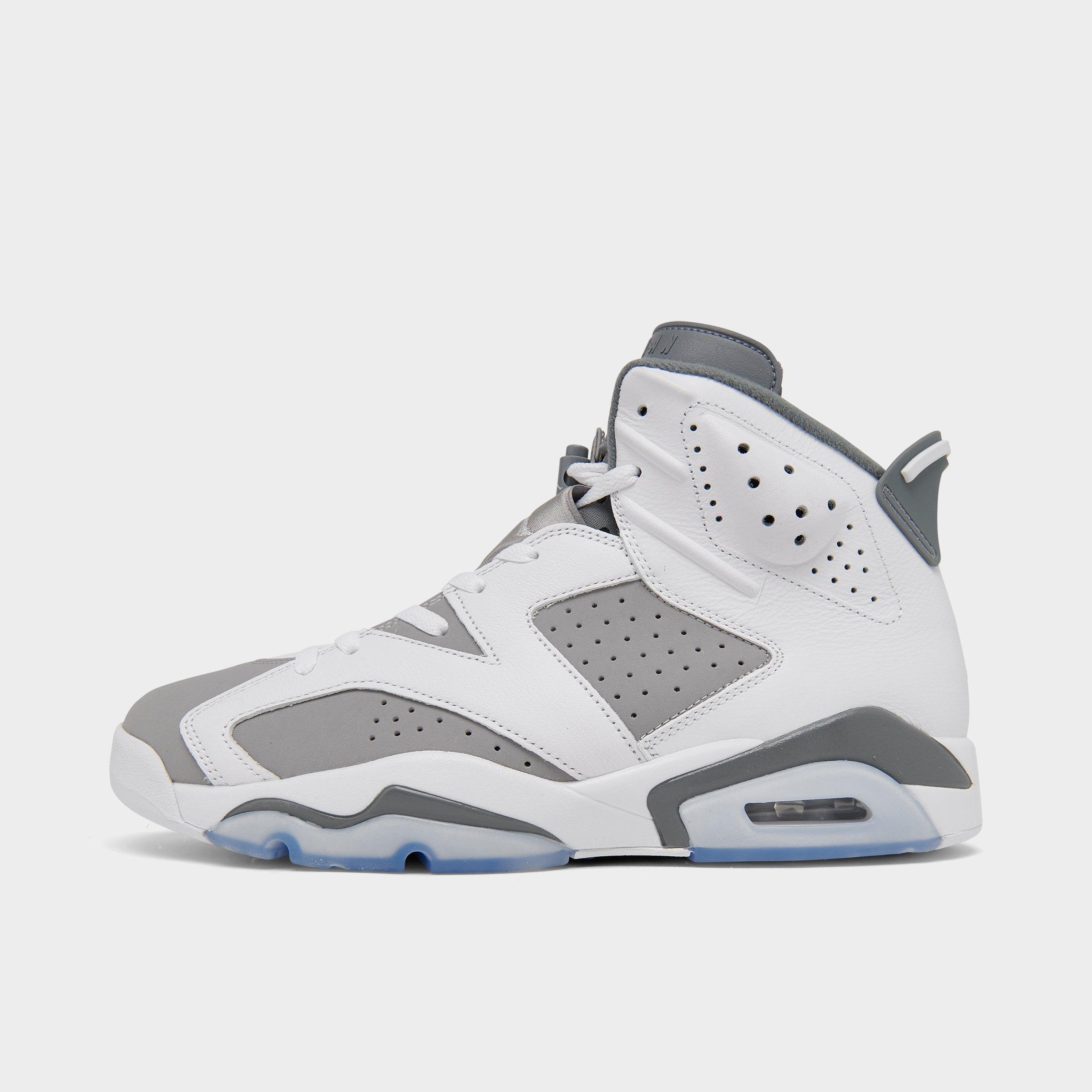 UPC 196153201644 product image for Jordan Air Retro 6 Basketball Shoes in White/Grey/White Size 8.0 Leather | upcitemdb.com