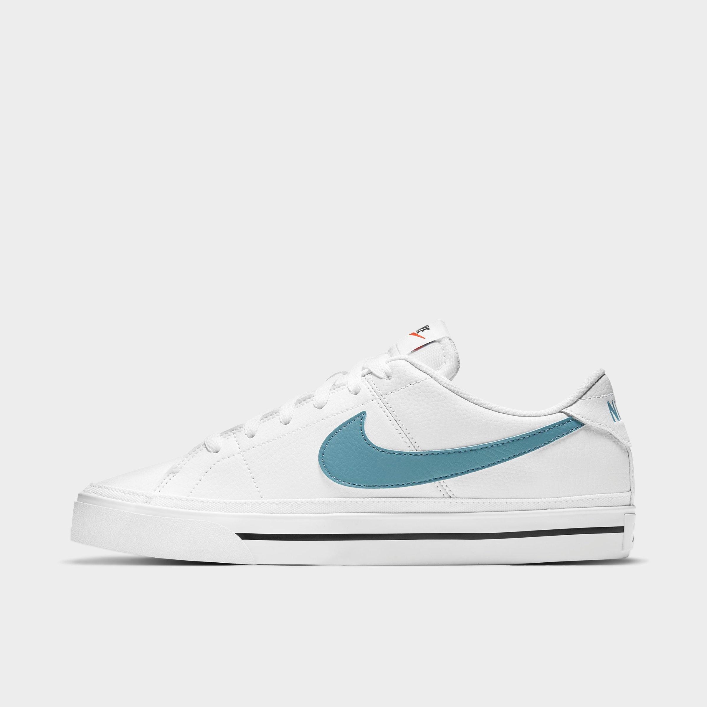 Nike Men's Court Legacy Leather Casual Sneakers From Finish Line In White/cerulean/gum Light Brown