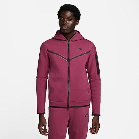 Nike Men's Sportswear Tech Fleece Taped Full-zip Hoodie In Rosewood/black