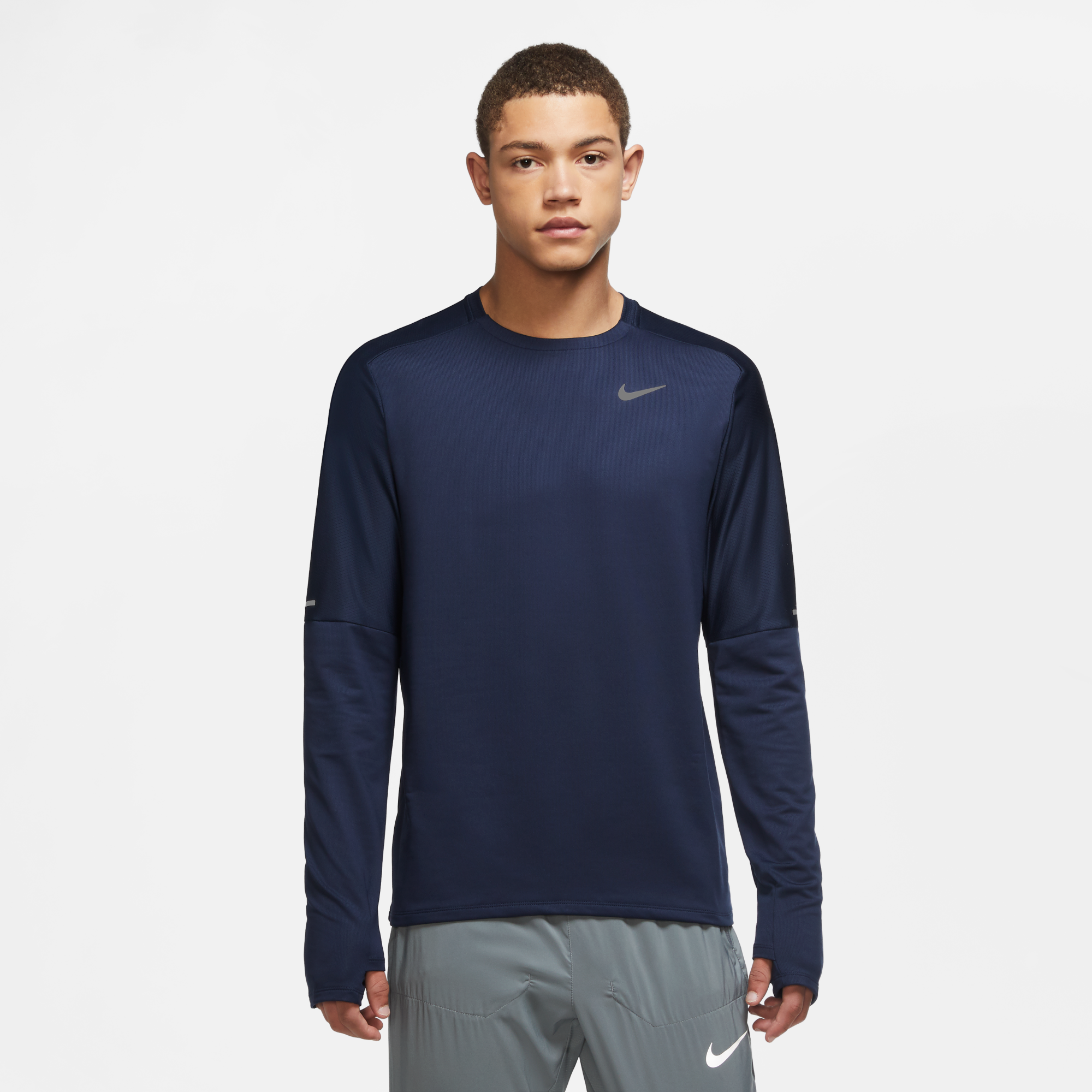 Nike Men's Dri-fit Running Crewneck Sweatshirt In Blue
