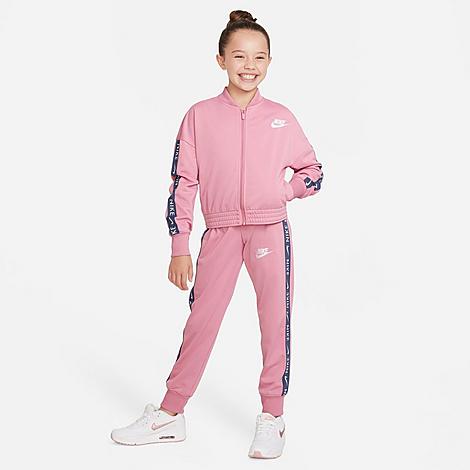 Nike Kids'  Girls' Sportswear Taped Track Suit In Elemental Pink/diffused Blue/white