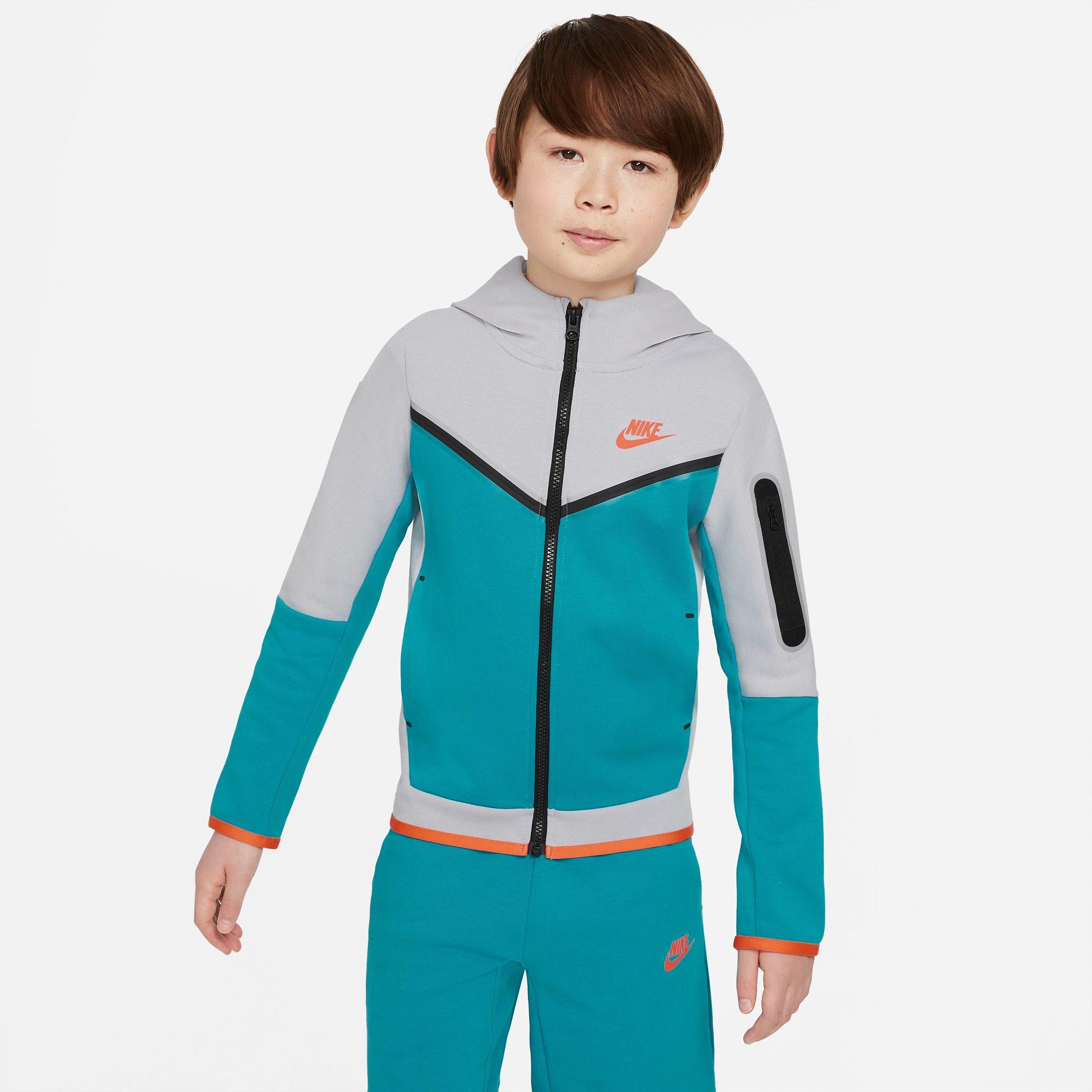 Nike Sportswear Tech Fleece Big Kids' Full-zip Hoodie In Wolf Grey